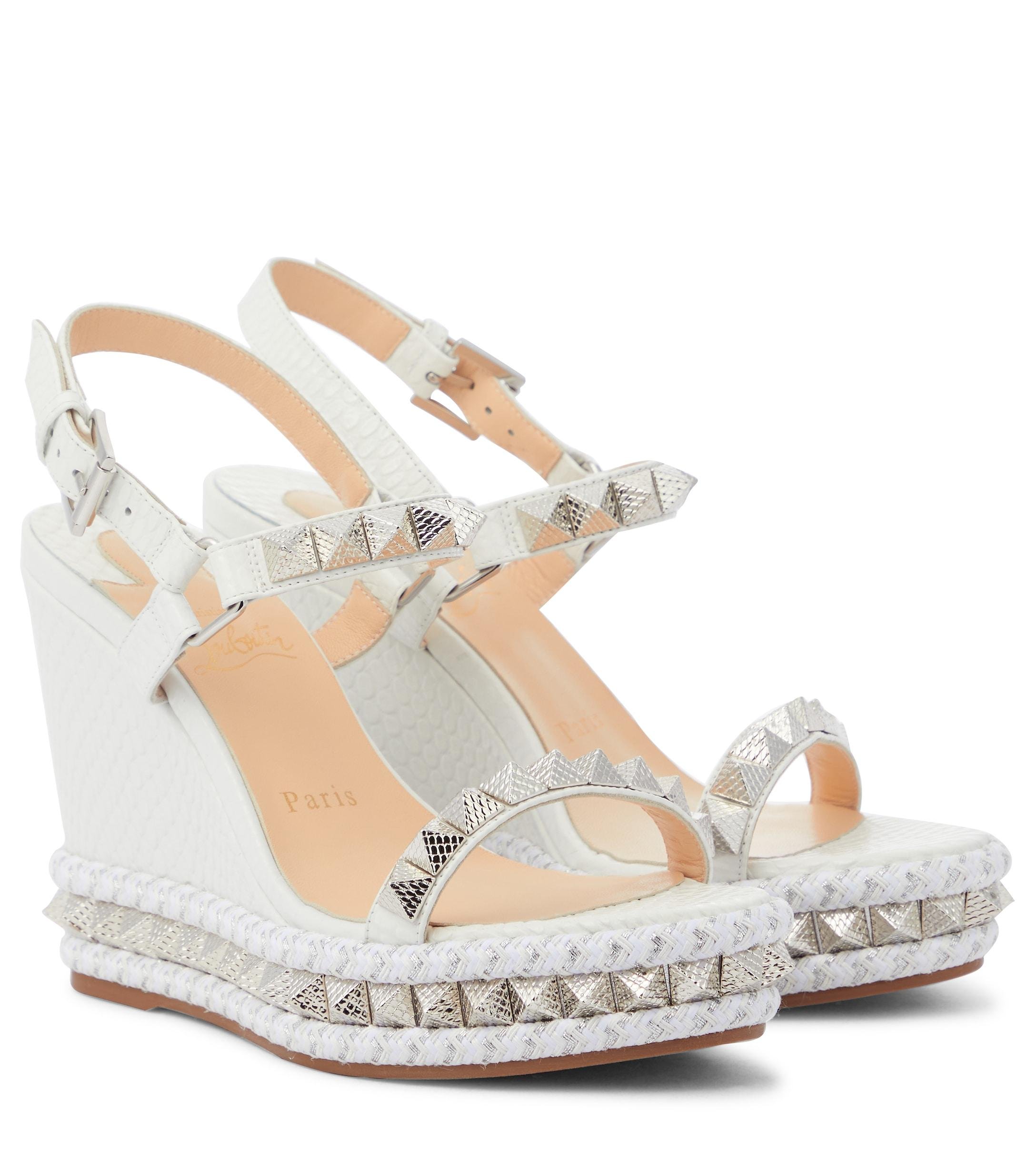 Christian Louboutin Pyraclou 110 Platform Sandals in White | Lyst