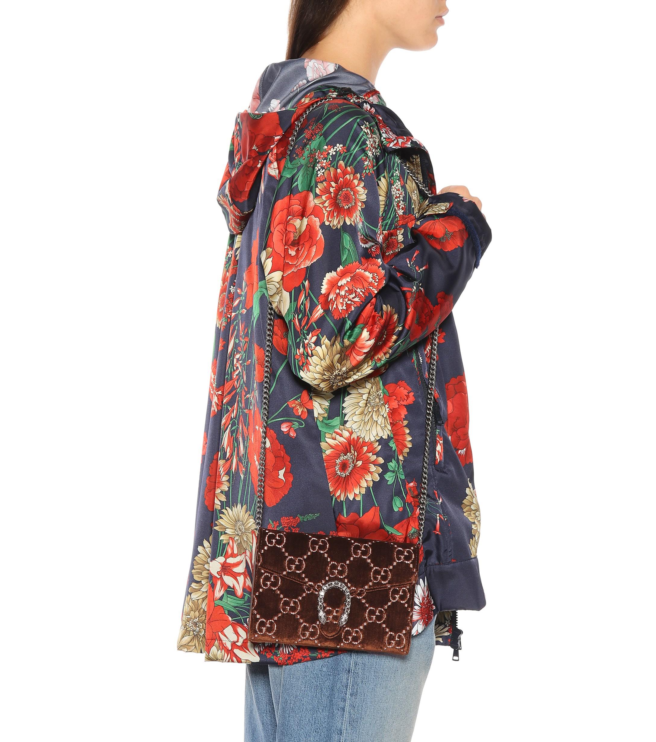 Gucci Dionysus GG Mini Velvet Shoulder Bag in Brown - Lyst
