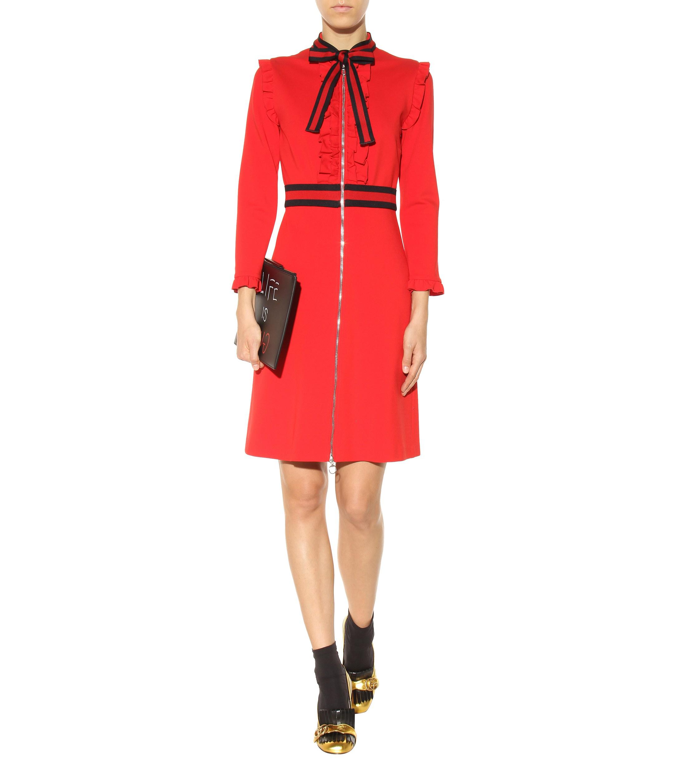 Gucci Viscose Jersey Dress in Red | Lyst