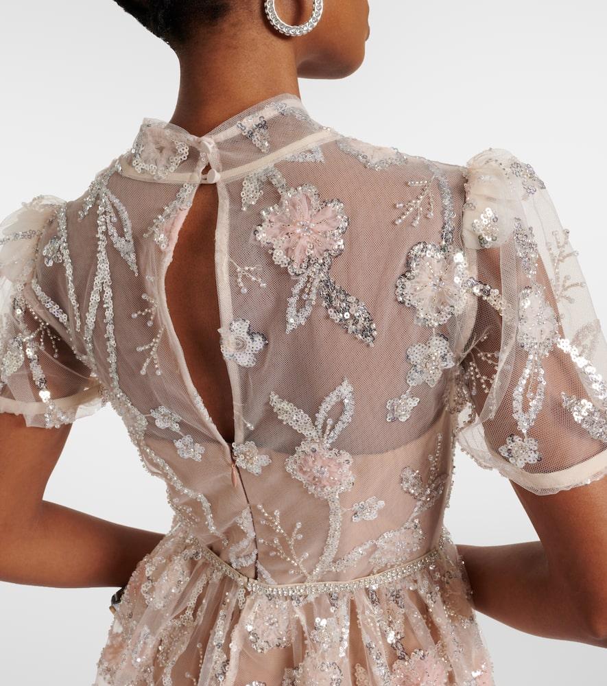 self-portrait floral embroidered mesh mini dress Pink Floral Lace Mini Dress – self-portrait-US main image 1