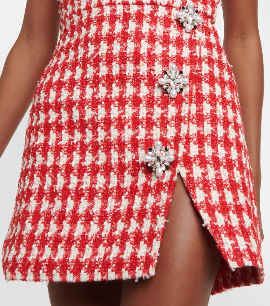 Self-Portrait Crystal-embellished Metallic-bouclé Woven Mini Dress