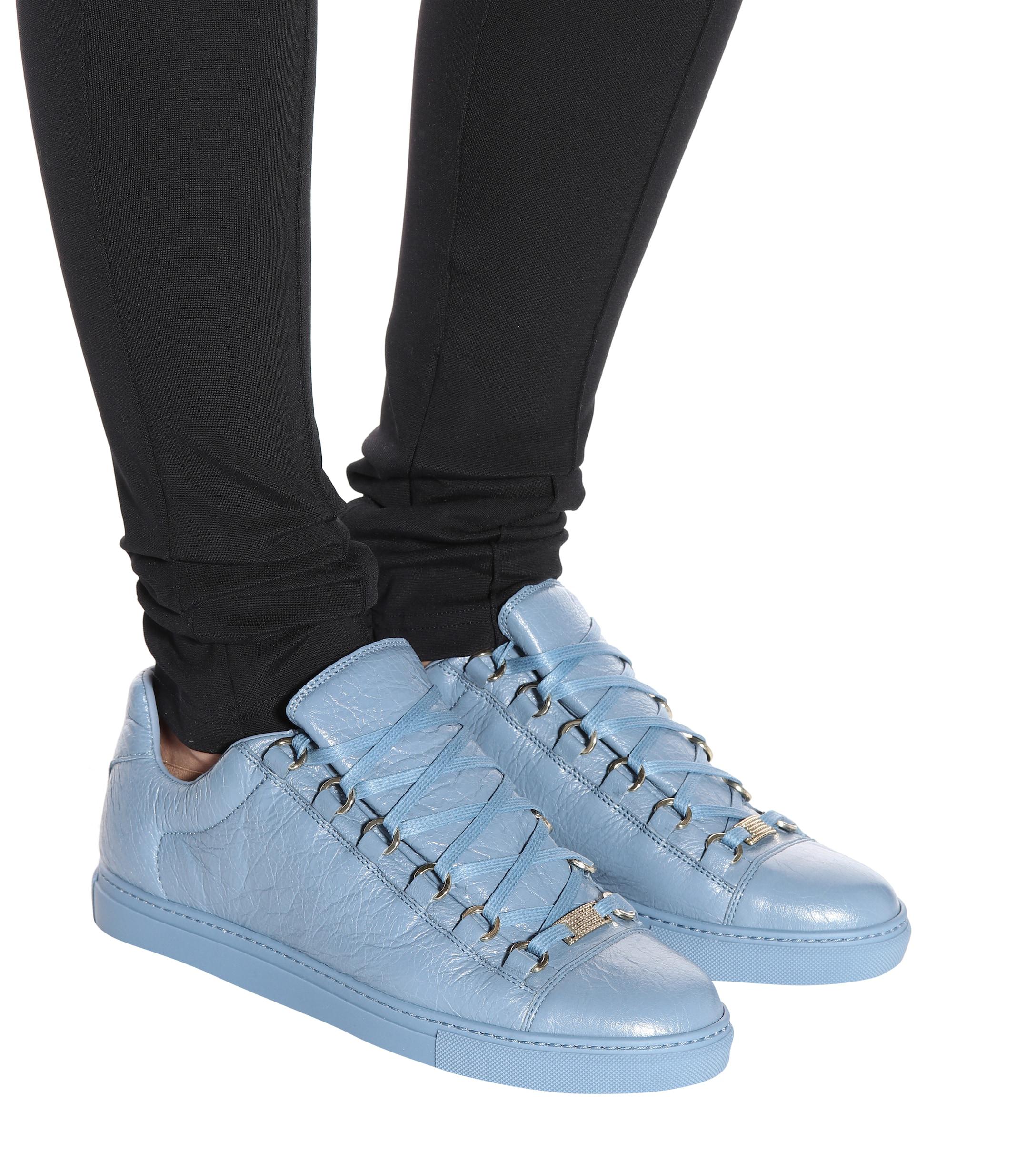 Balenciaga Arena Leather Sneakers in Blue | Lyst