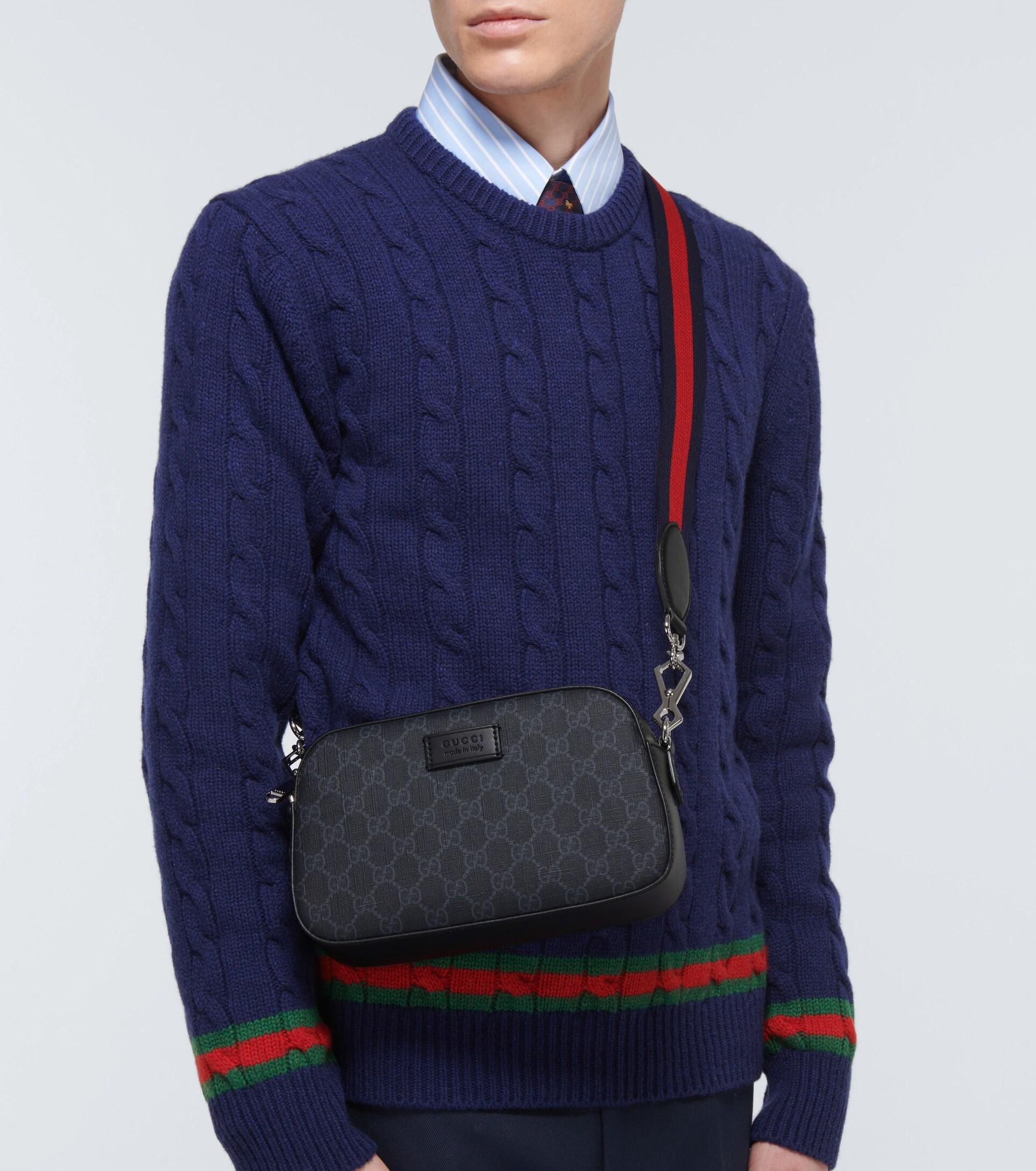 Gucci black small gg supreme camera bag sale