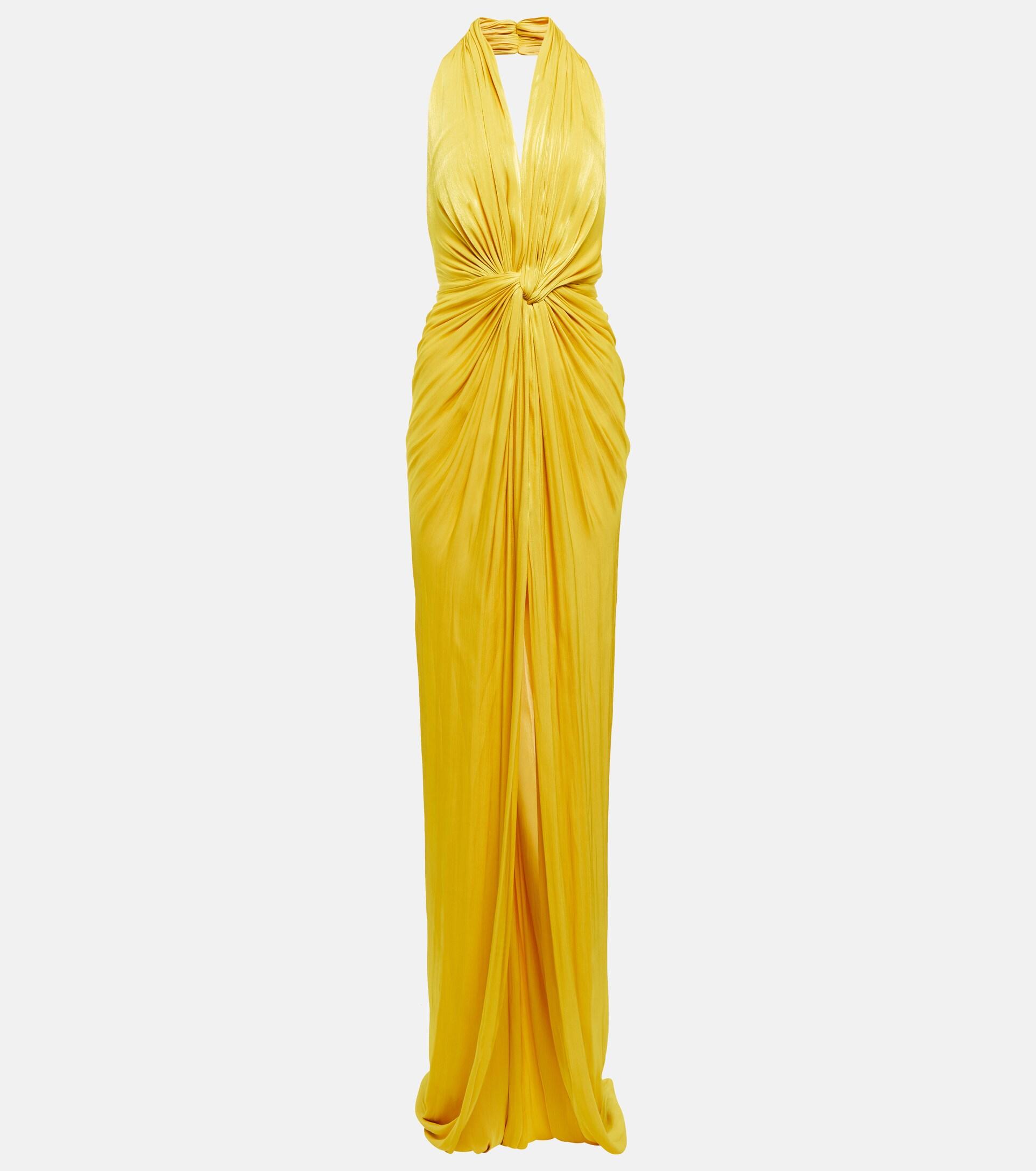 Costarellos Draped Halterneck Gown in Metallic Lyst