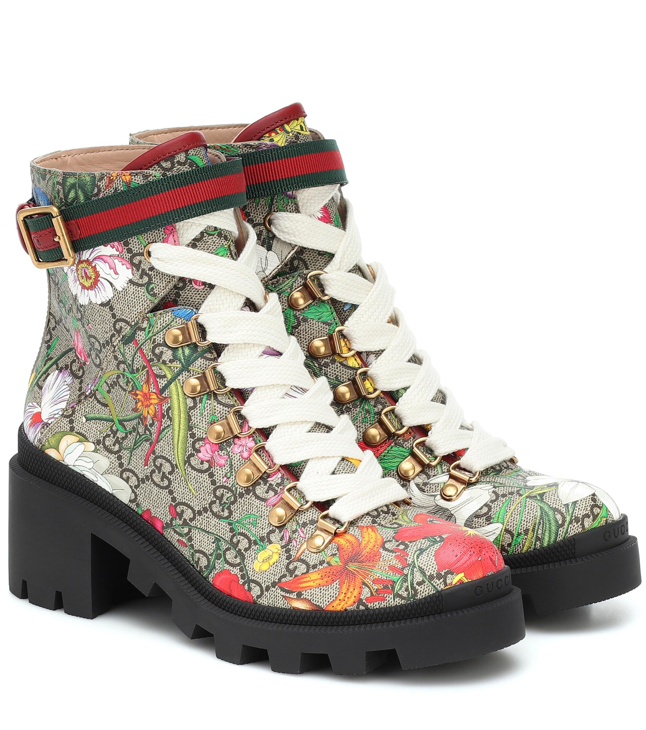 Gucci GG Flora Ankle Boots Lyst