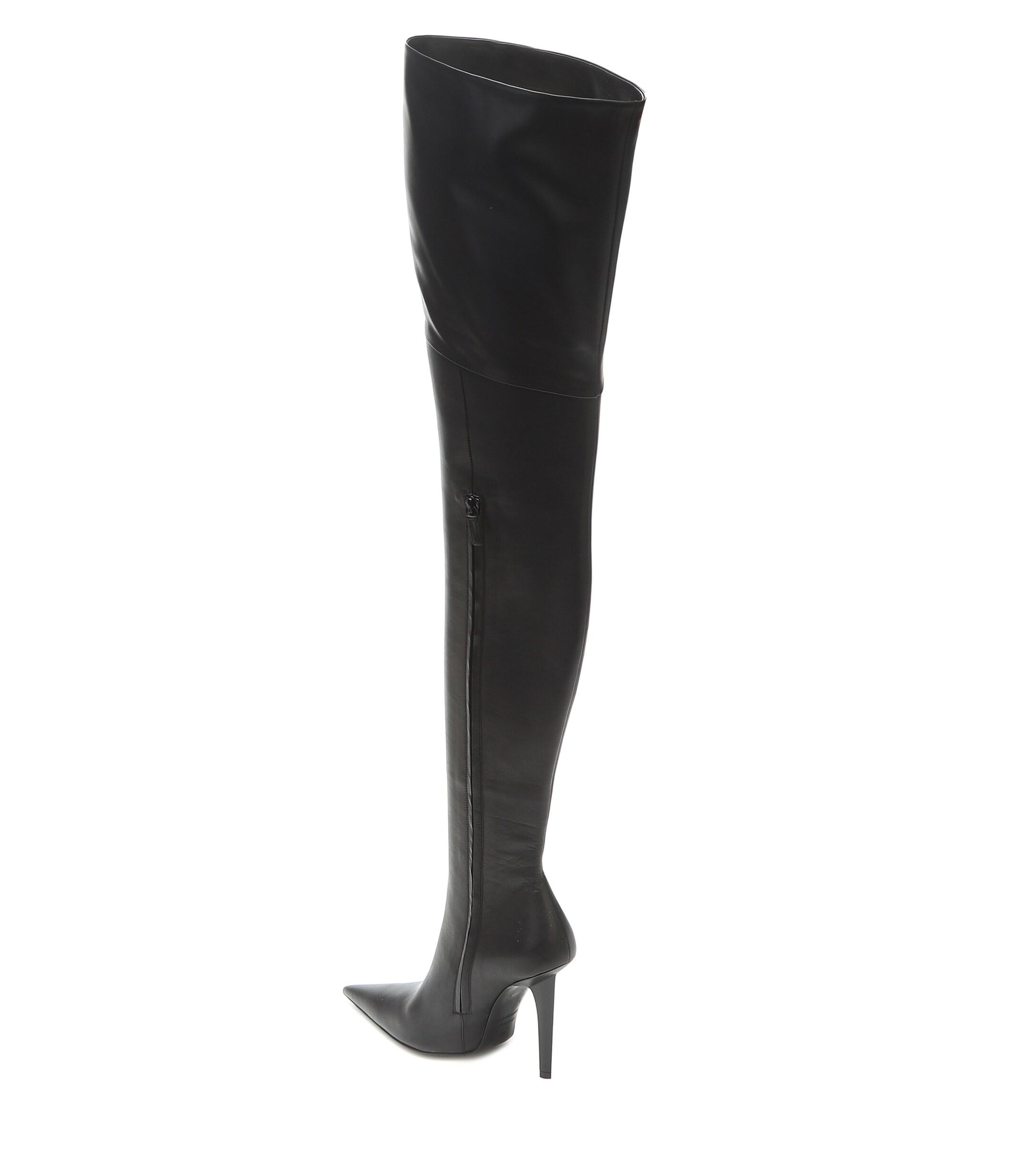 Balenciaga Knife Shark Over-the-knee Leather Boots in Black