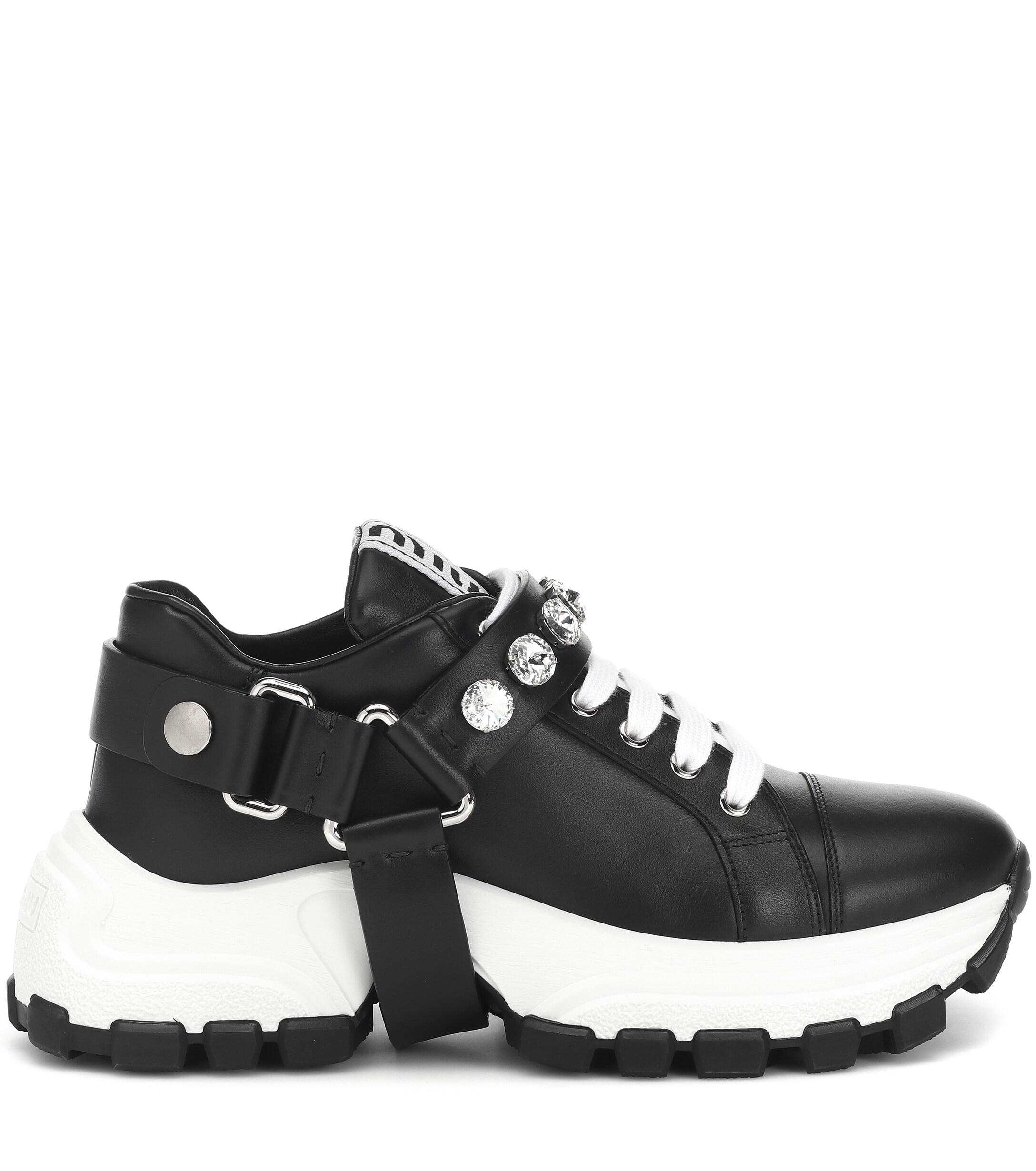 miu miu leather sneakers