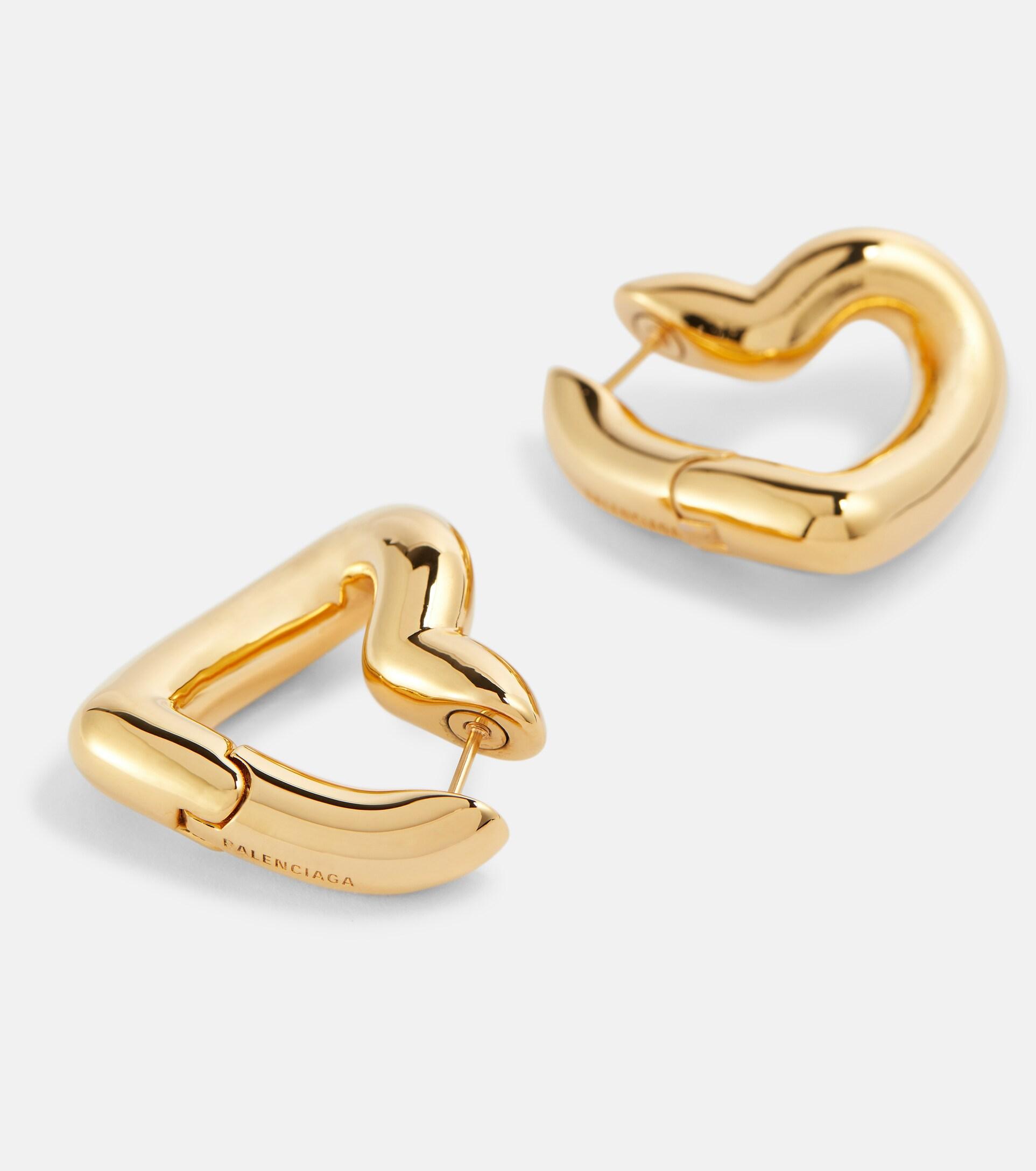 Balenciaga Heart Hoop Earrings in Shiny Gold (Metallic) | Lyst