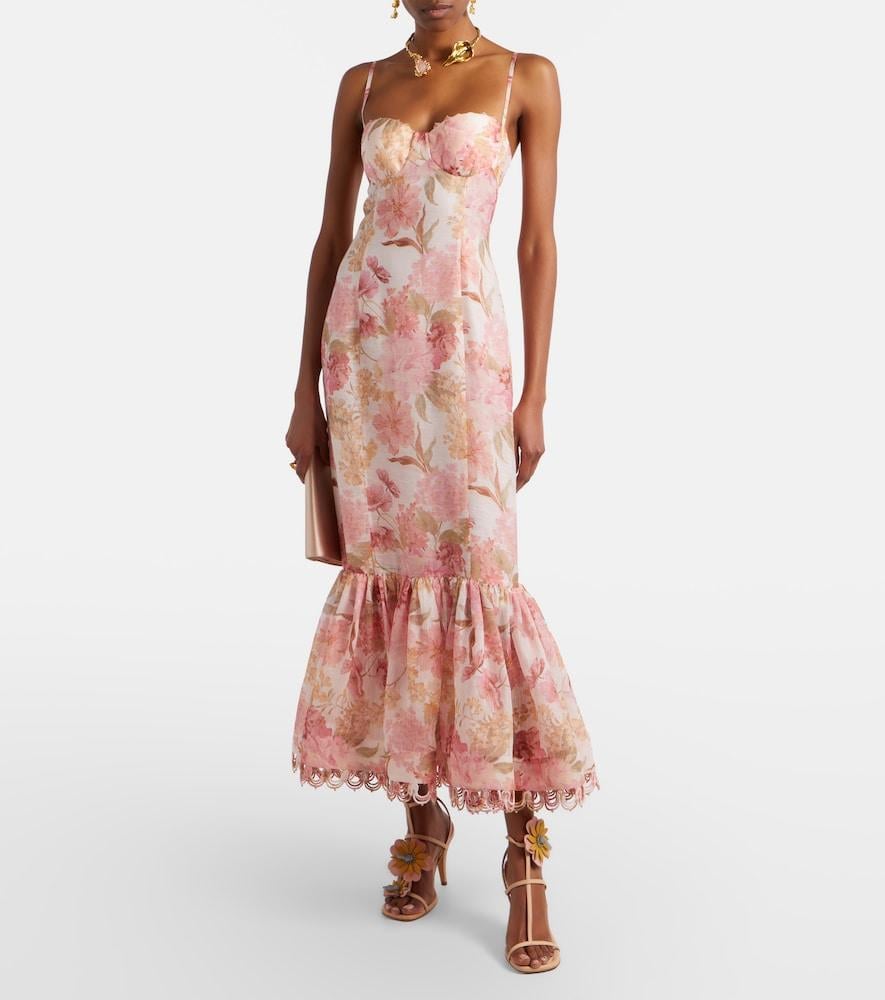 zimmermann rosa floral linen midi dress Zimmermann Roselight Picnic Dress in Cream Rose Floral