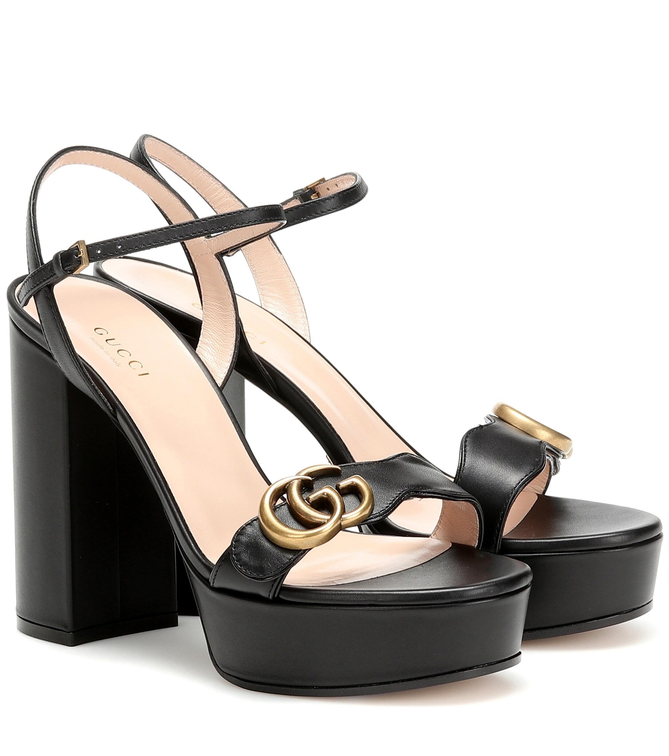 Gucci Marmont Platform Leather Sandals in Nero (Black) - Save 1% - Lyst