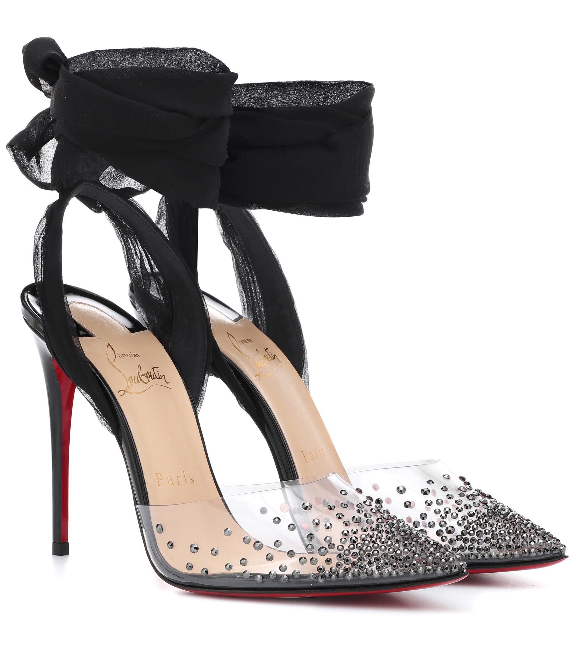 Escarpins transparents cloutés Miragirl 100 Mousseline de soie Christian  Louboutin en coloris Noir - Lyst