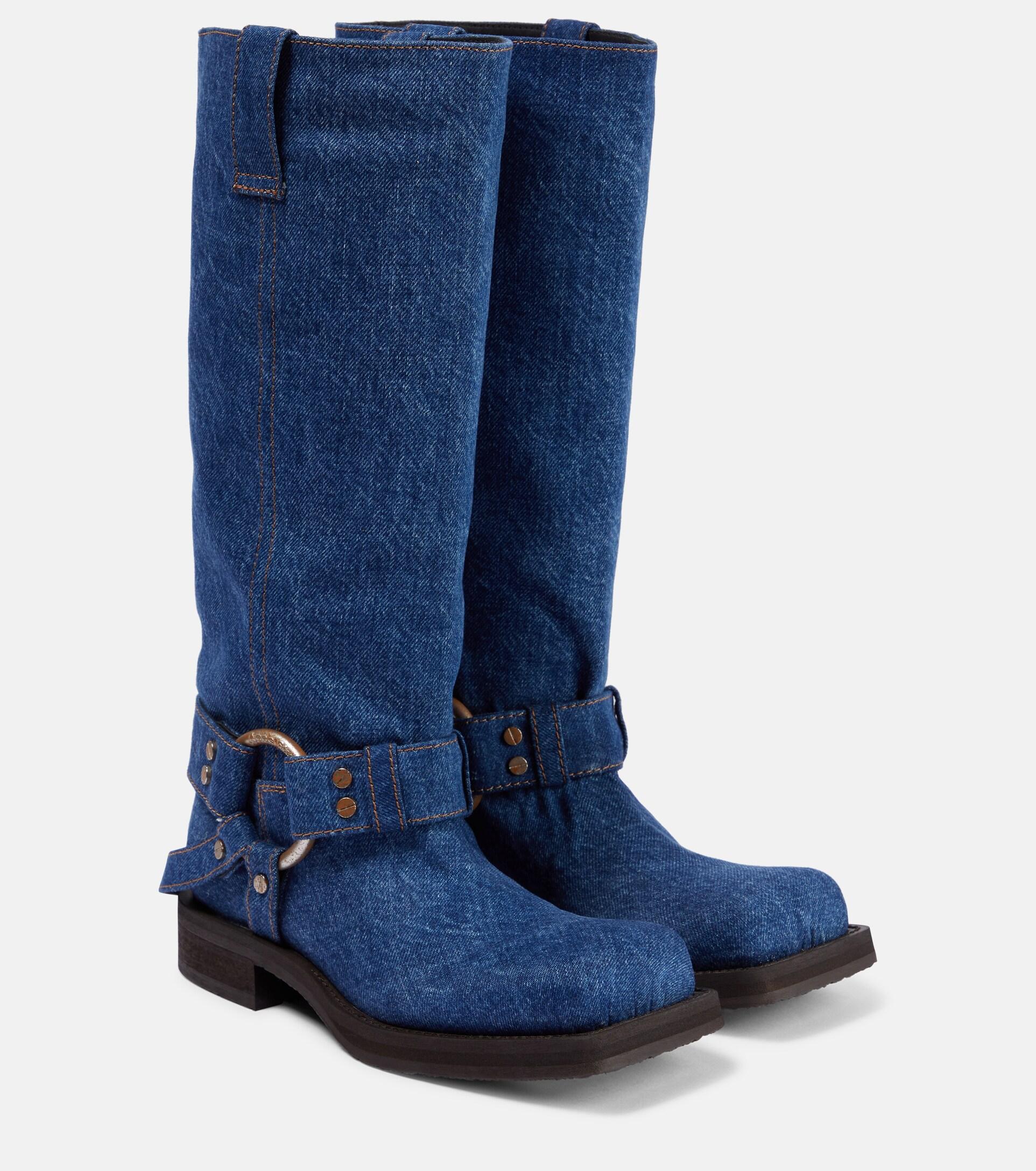Acne Studios Balius Denim Knee-high Boots in Blue | Lyst