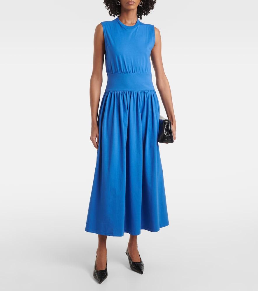 TOTEME Cotton Jersey Midi Dress in Blue