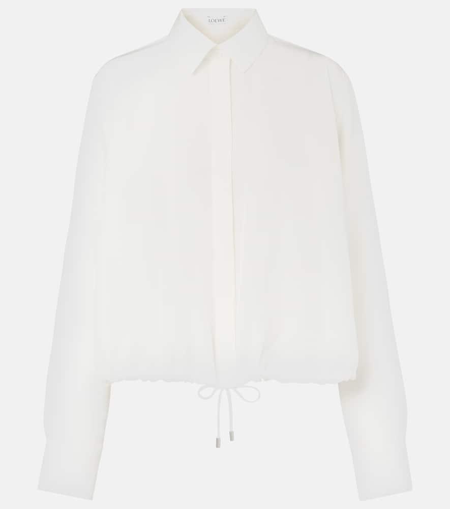LOEWE - LOEWE ロエベ Bicolour long sleeve T-shir H526341XAK アームドッキング長袖Tシャツ シルク/コットン ホワイト/ブラック レディース Oversized fit long sleeve T-shirt in cotton White - LOEWE