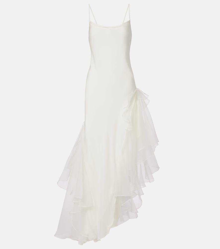 SIR. Bridal Sage Flounce Ruffled Silk Cocktail Dress in White | Lyst