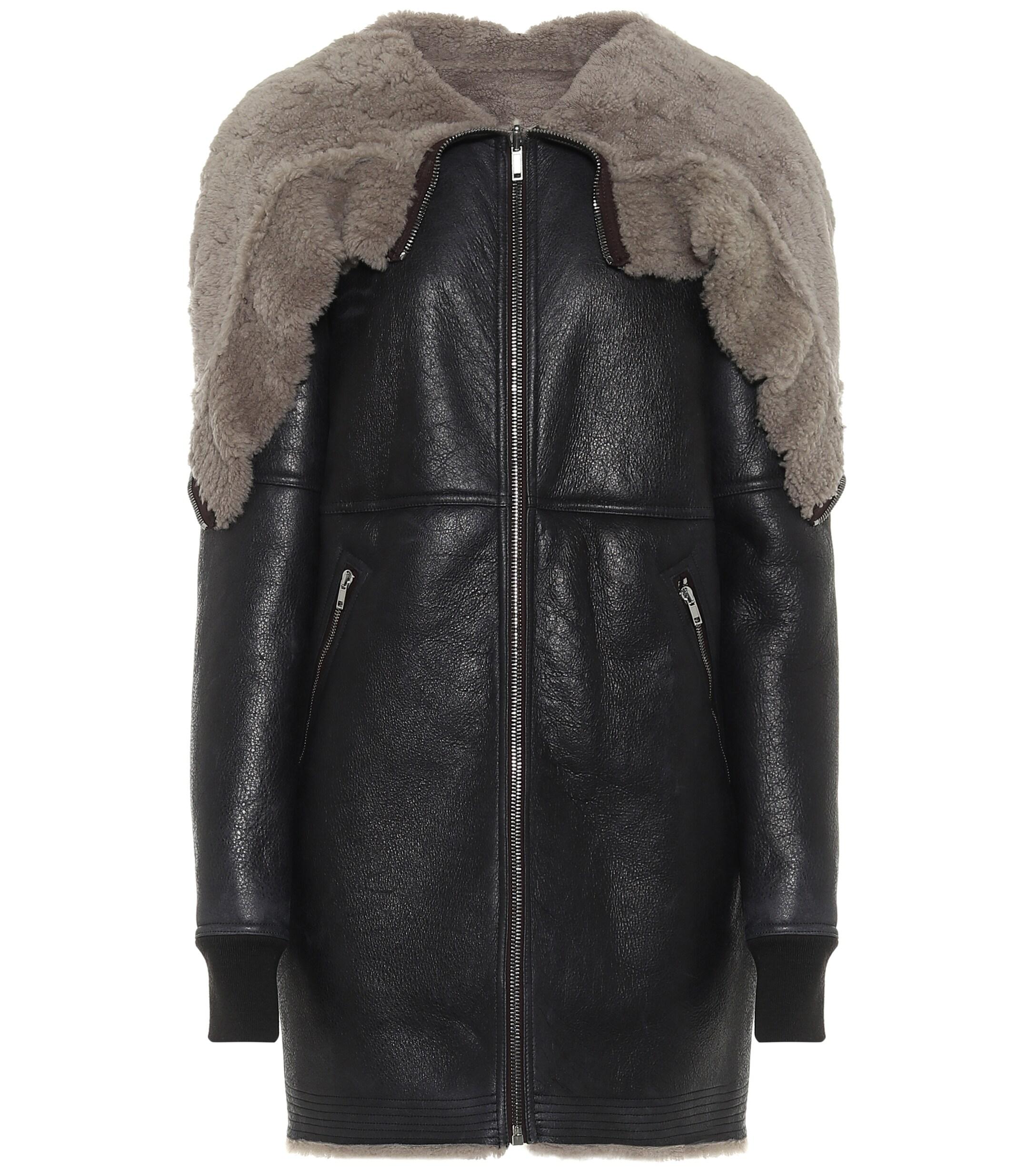 Rick Owens Leather Jumbo Reversible Shearling Coat in Brown (Black) - Lyst