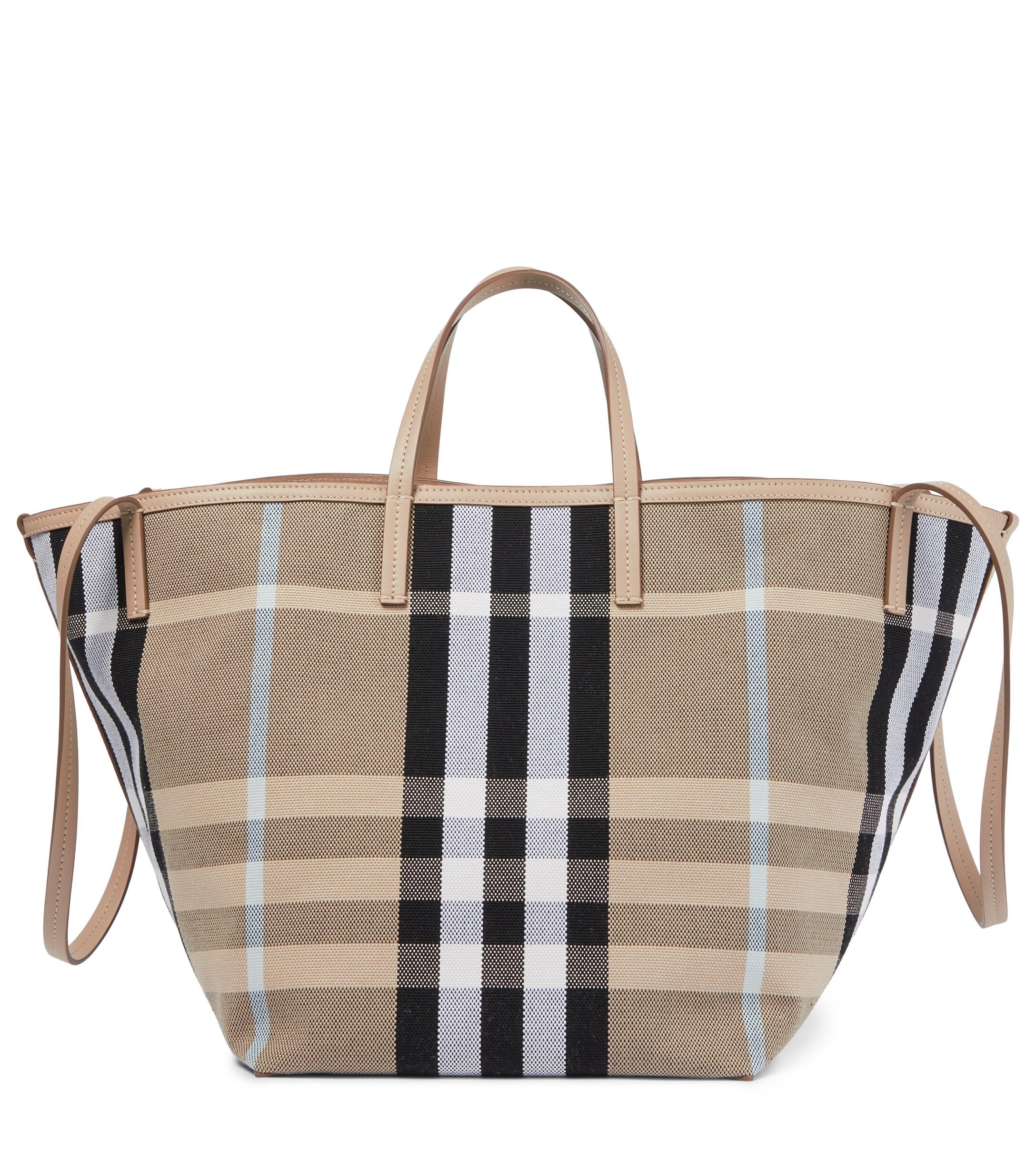 Burberry Medium leather-trimmed canvas tote bag