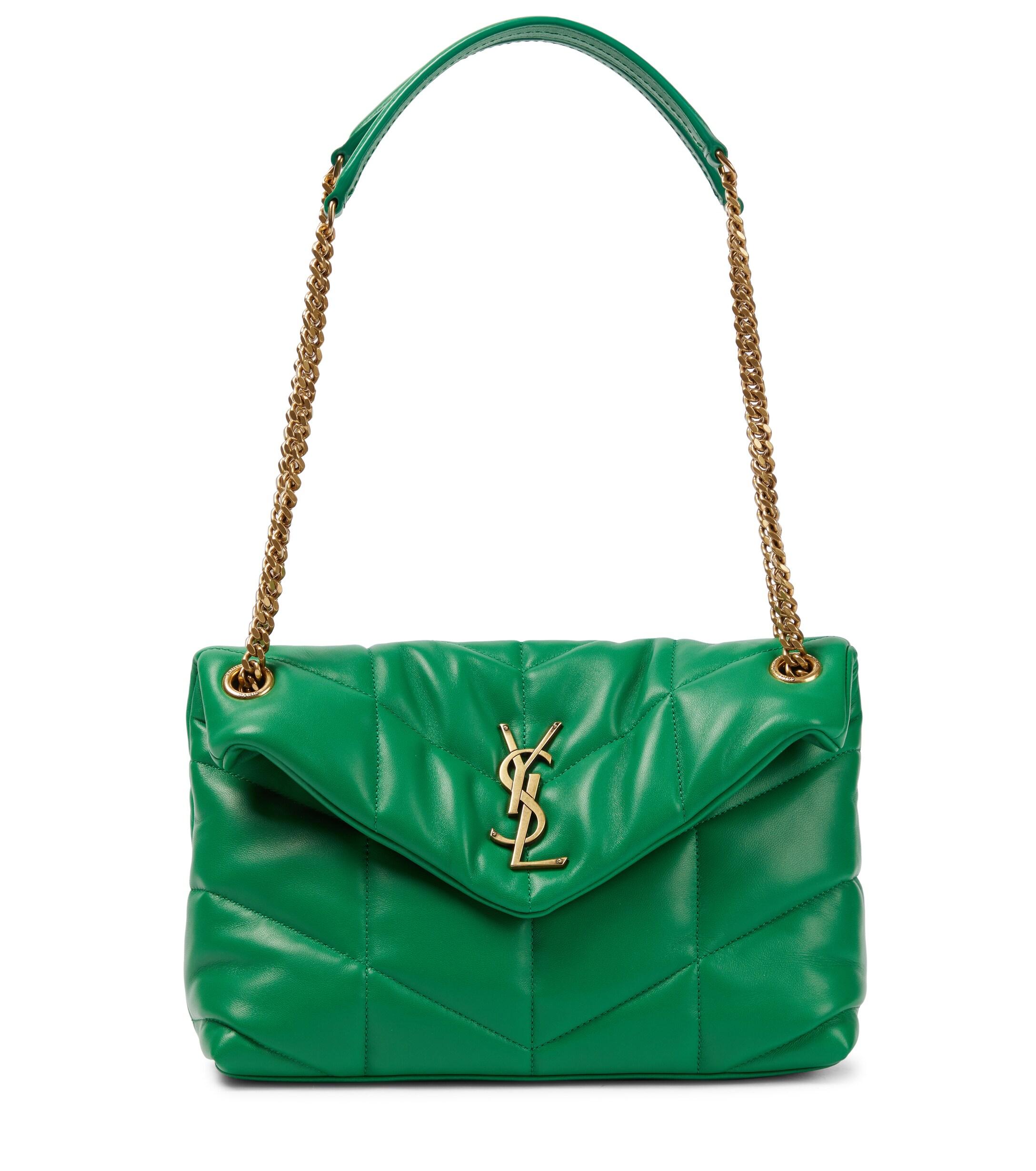 Saint Laurent Puffer Small Leather Shoulder Bag in Green Lyst UK