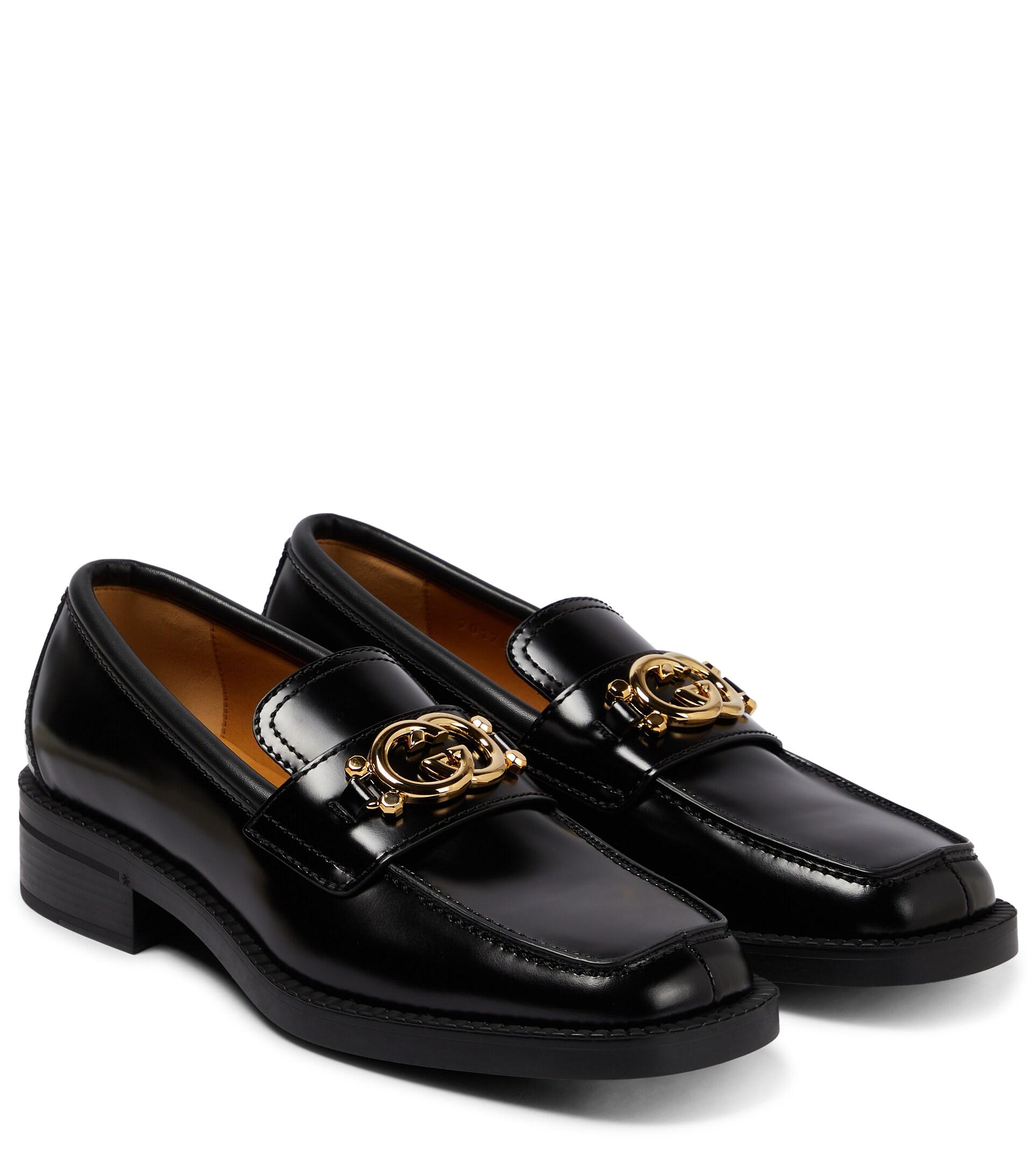 Gucci Interlocking G Leather Loafers in Black Lyst