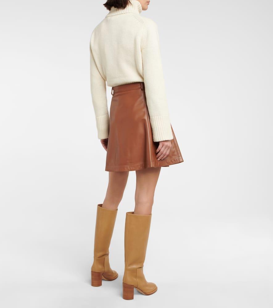 Polo Ralph Lauren Mid-rise Leather Miniskirt in Brown | Lyst
