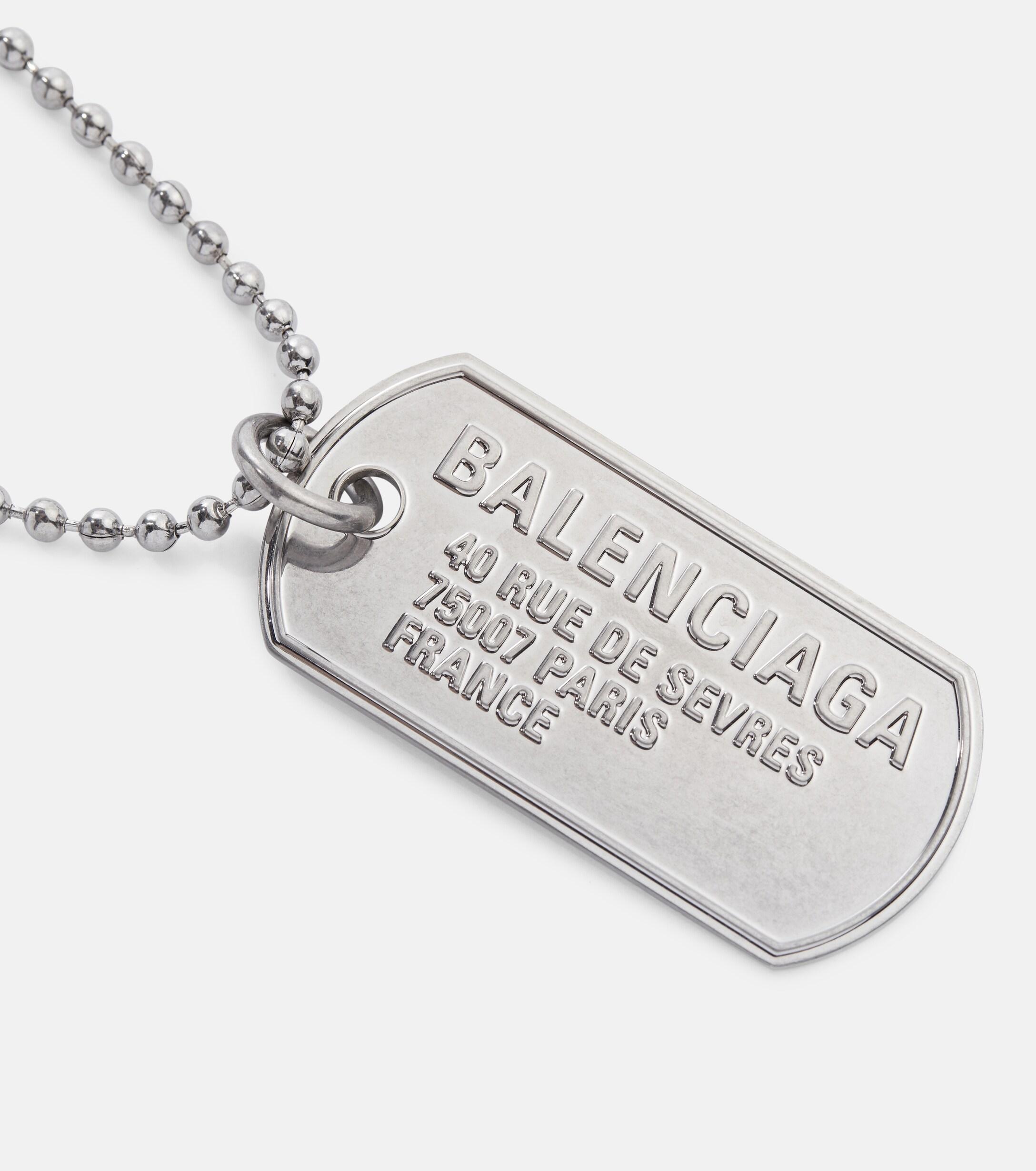 Balenciaga Punk Tag Silver-tone Necklace in Metallic | Lyst 