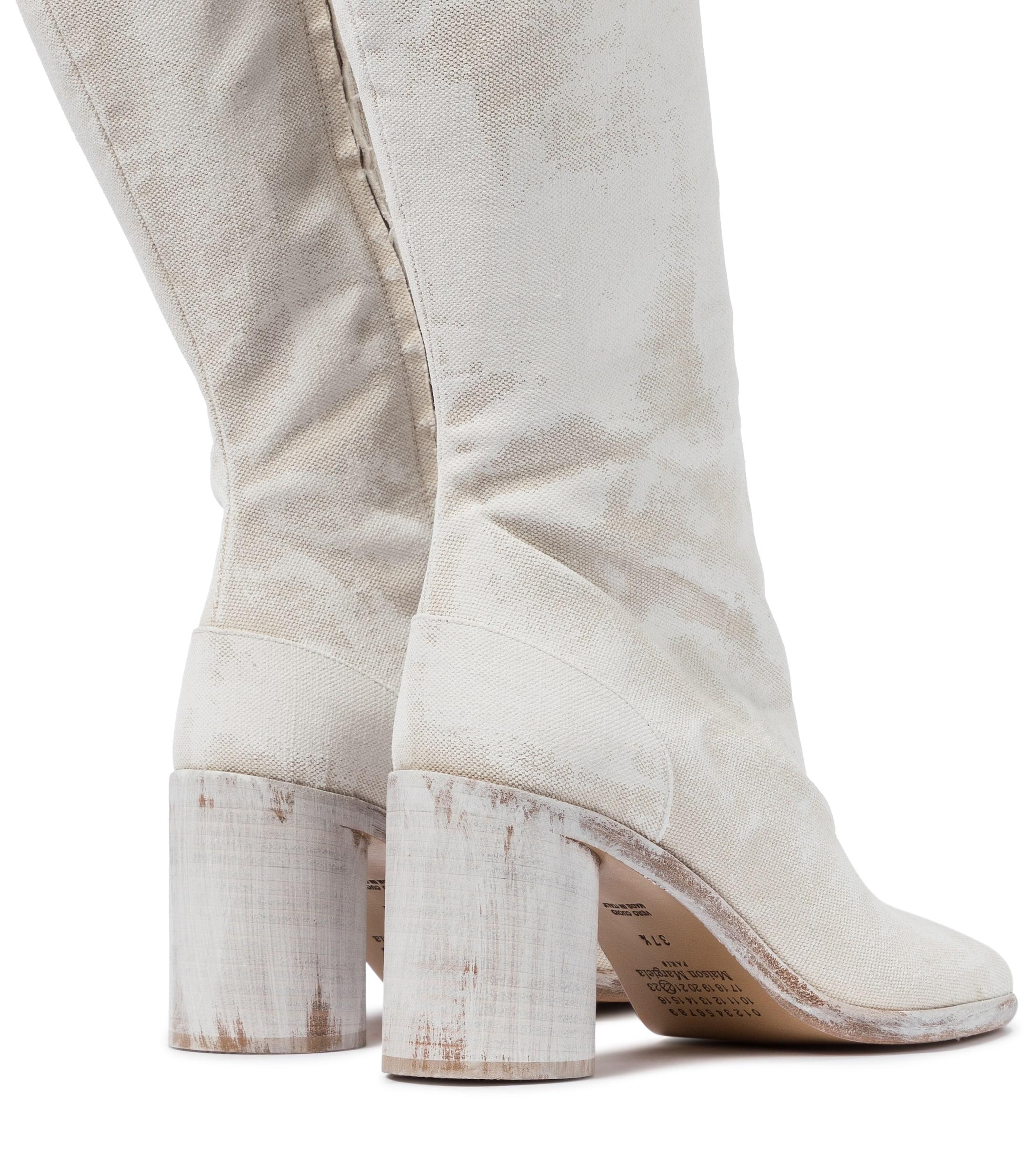 Maison Margiela Tabi Linen Knee-high Boots in White - Lyst