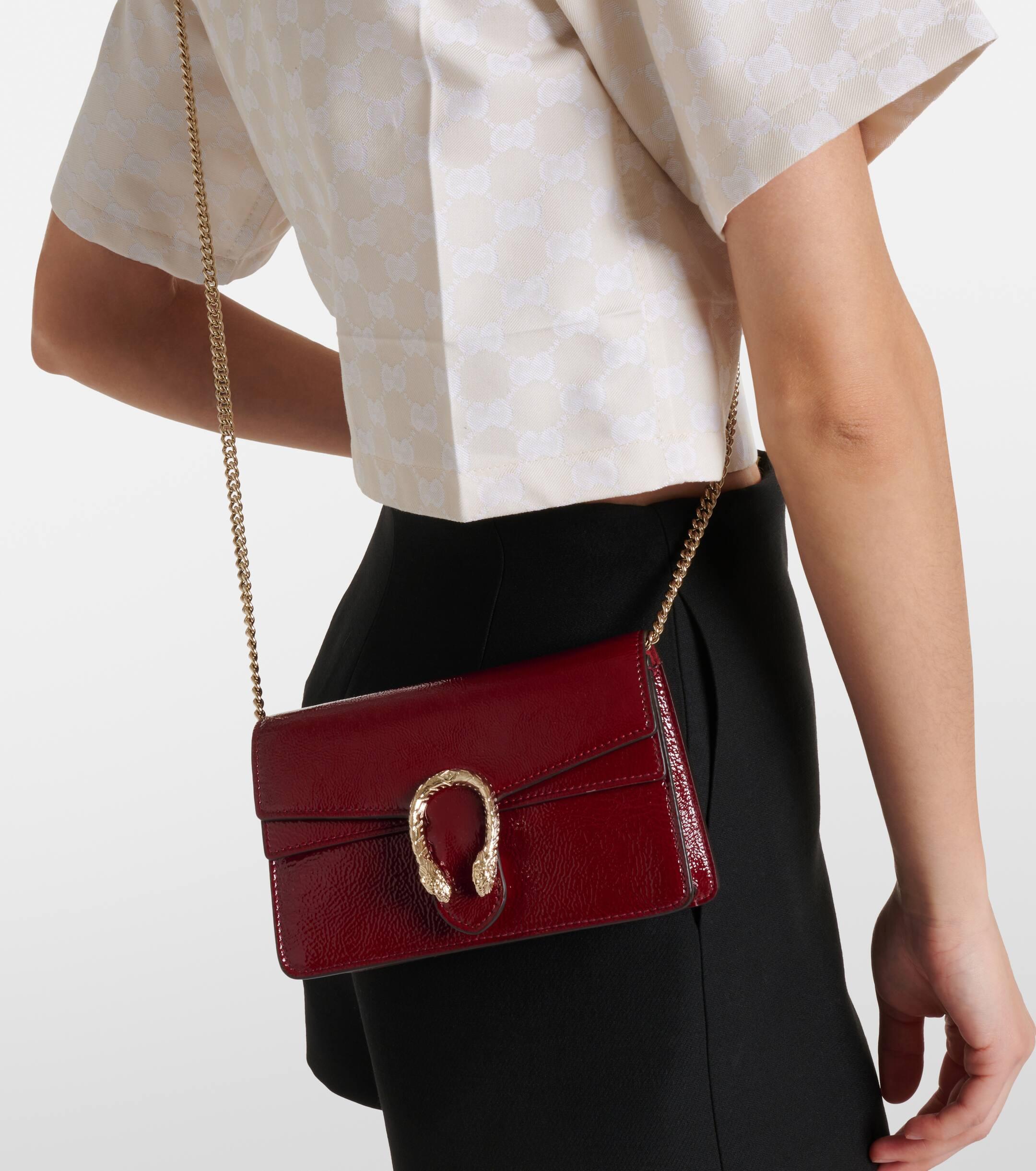 Gucci Dionysus Super Mini Patent Leather Shoulder Bag in Red Lyst UK