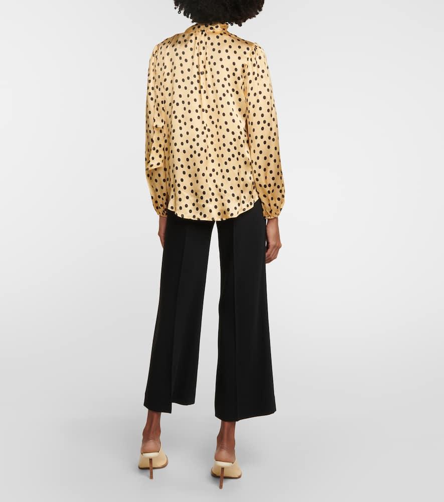 RIXO London Moss Polka dot Tie neck Silk Blouse in Metallic Lyst