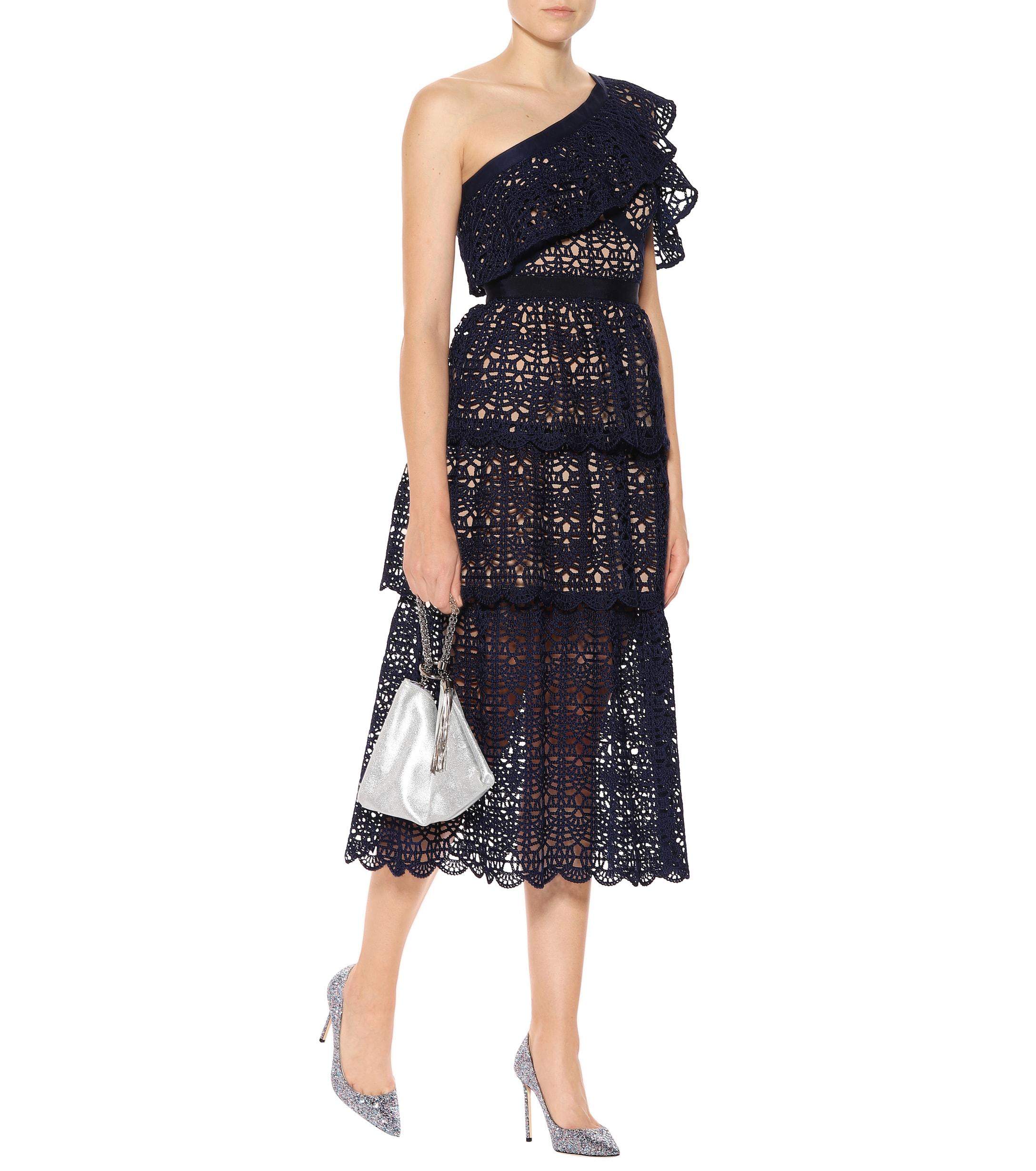 one shoulder crochet dress