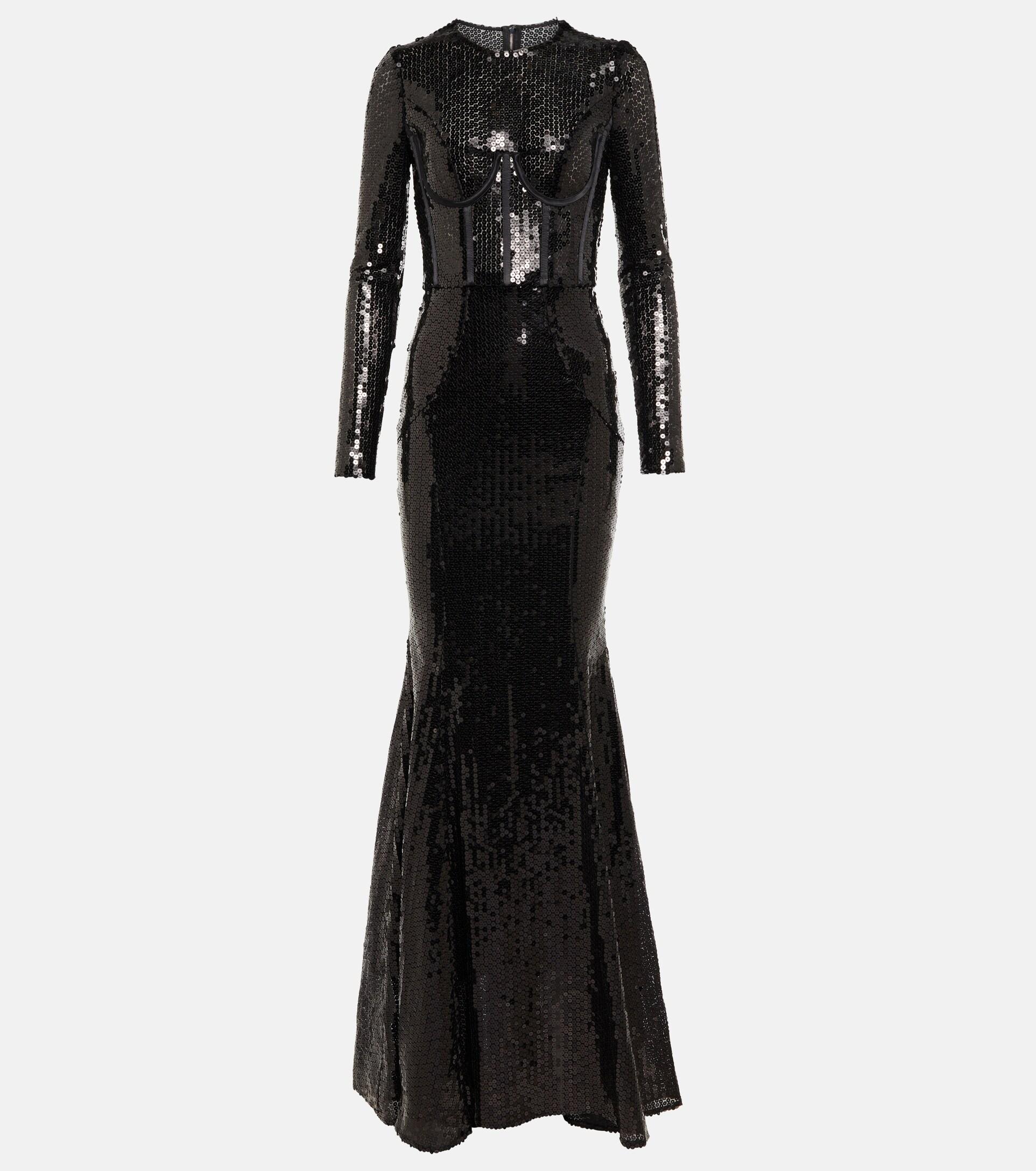 Dolce & Gabbana Sequined Gown in Black | Lyst