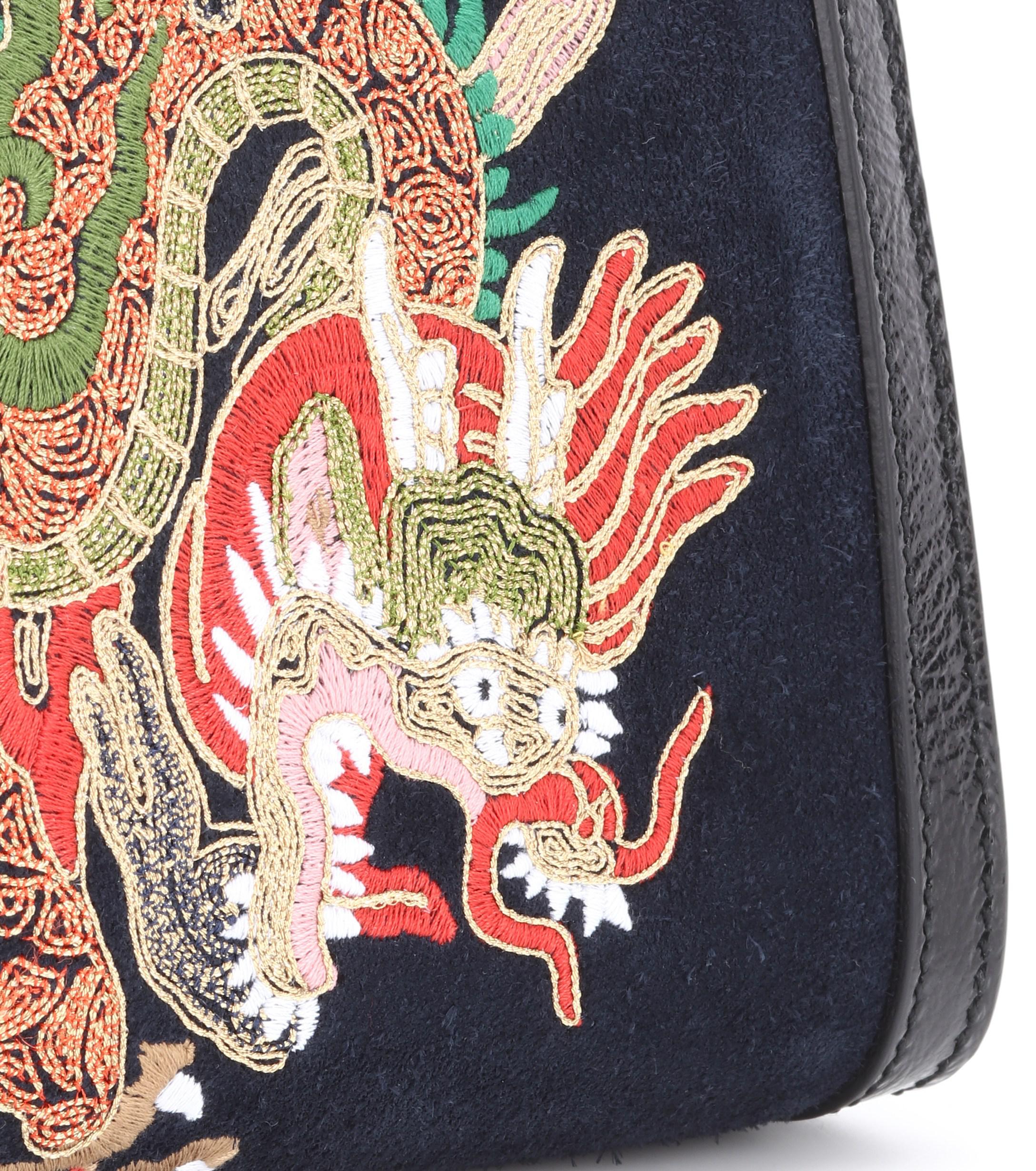 ophidia embroidered medium shoulder bag