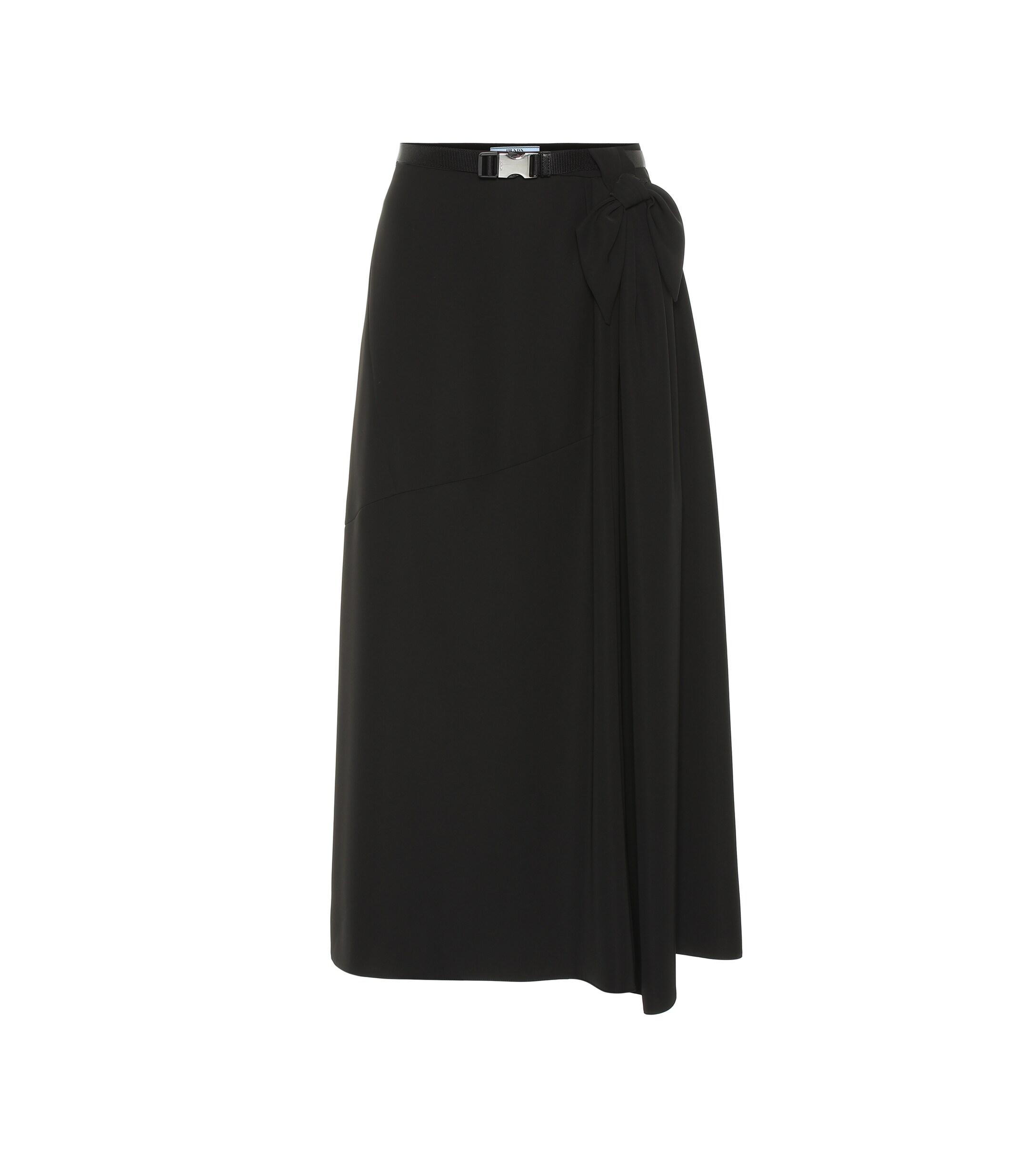 Prada Crêpe Midi Skirt in Black - Lyst