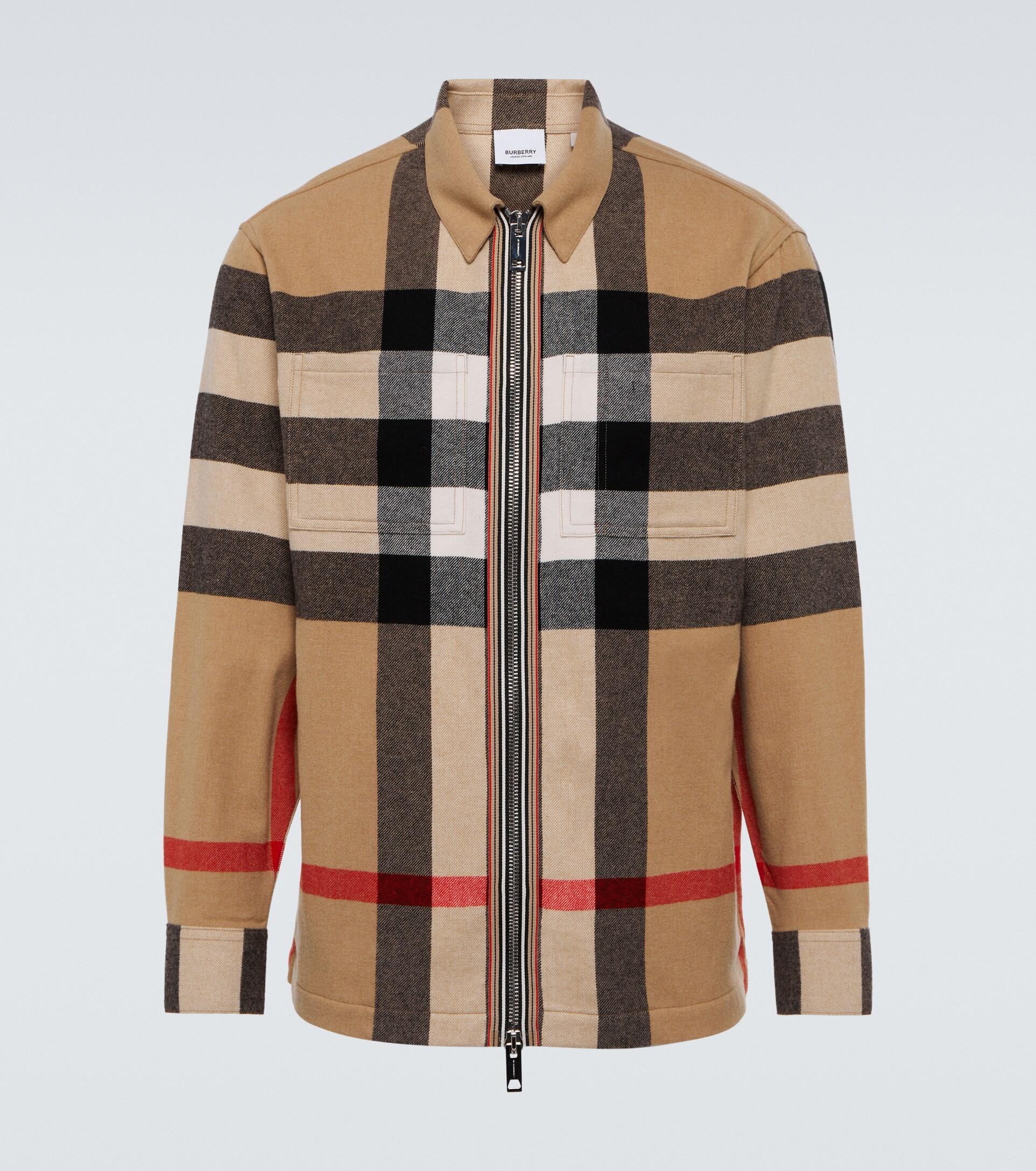 Burberry Wool-blend Zipped Overshirt in Natural for Men | Lyst