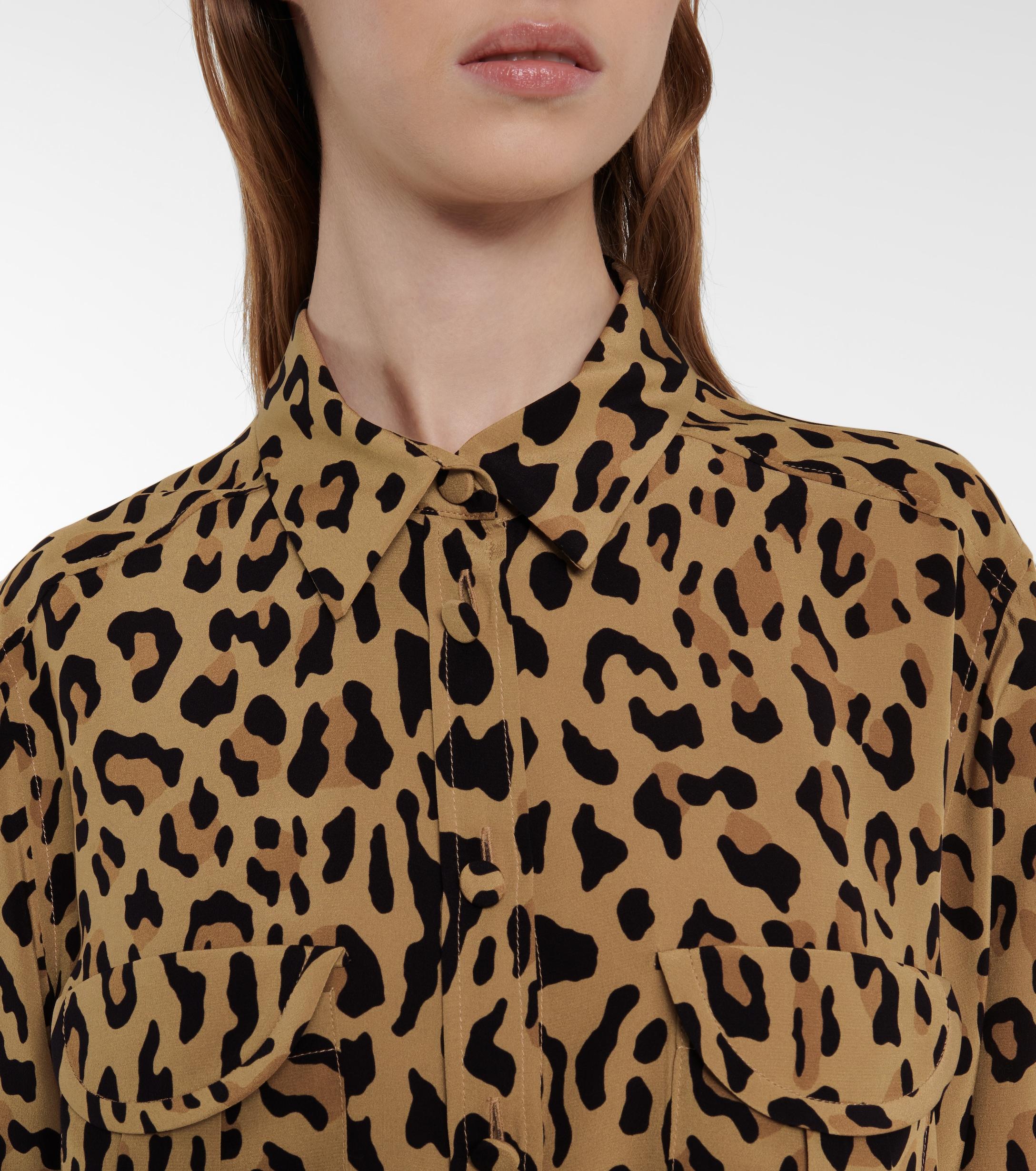 Blazé Milano Berber Leopard-print Silk Shirt in Brown - Lyst