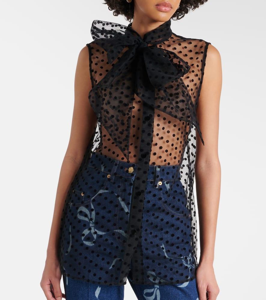 NINA RICCI ニナリッチ Tシャツ Polka dot tulle& jersey 945649 Polka dot tulle and jersey T-shirt in black - Nina Ricci