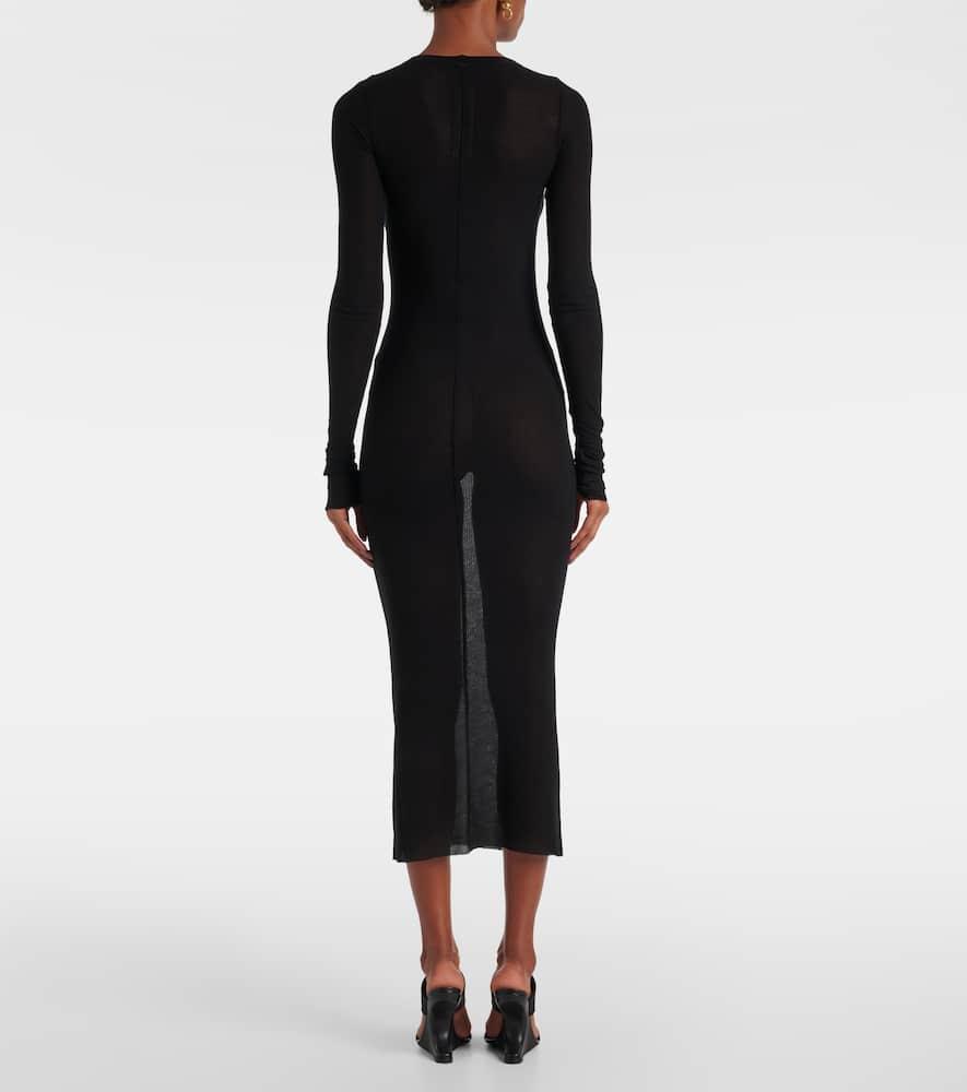 ワンピース Rick Owens Sheath dress with long sleeves RICK OWENS Black V-Back Maria Long Sleeve Zip Back Sheath