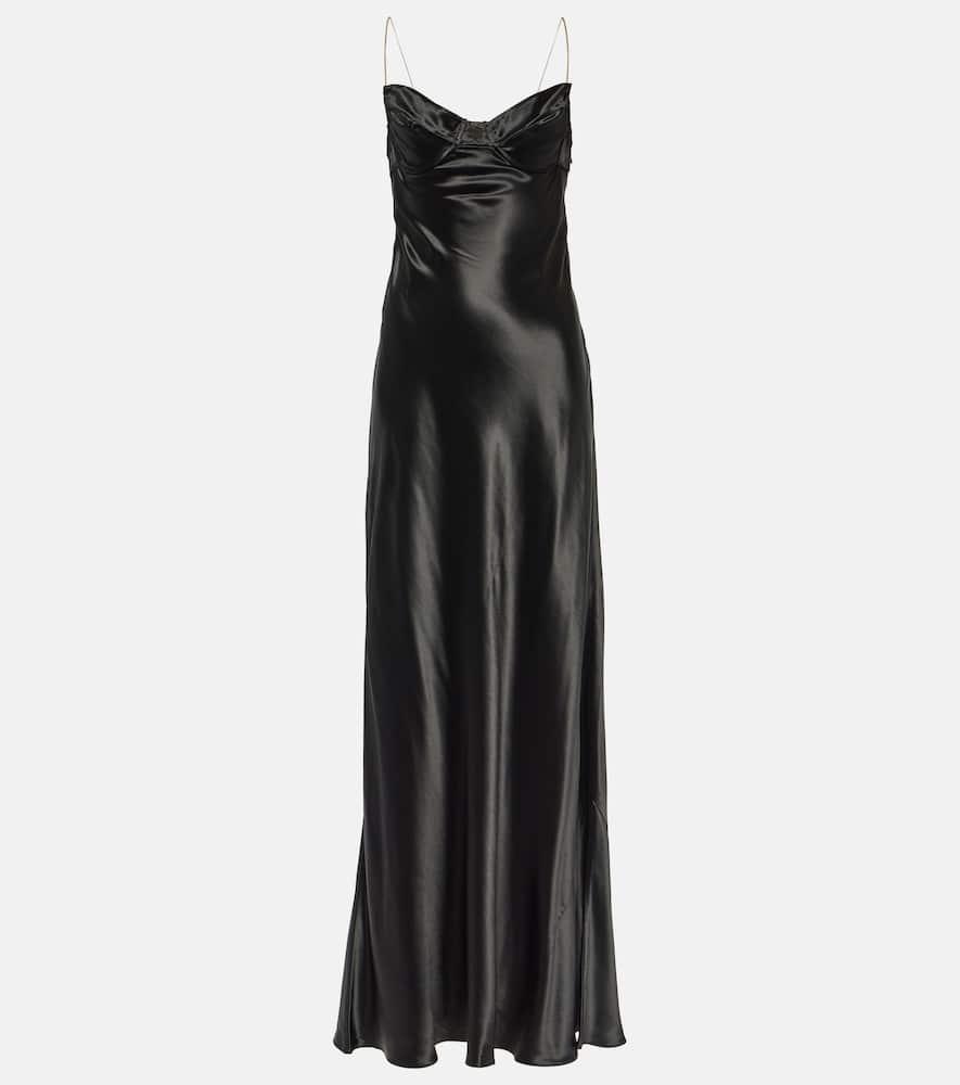 ワンピース Miu Miu Black Stain Long Dress Black Long Satin Dress | Miu Miu