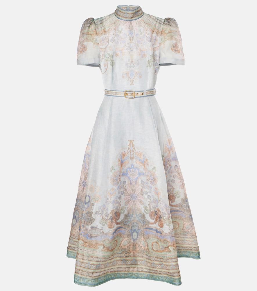 Zimmermann Eden Linen And Silk Midi Dress in White | Lyst Canada