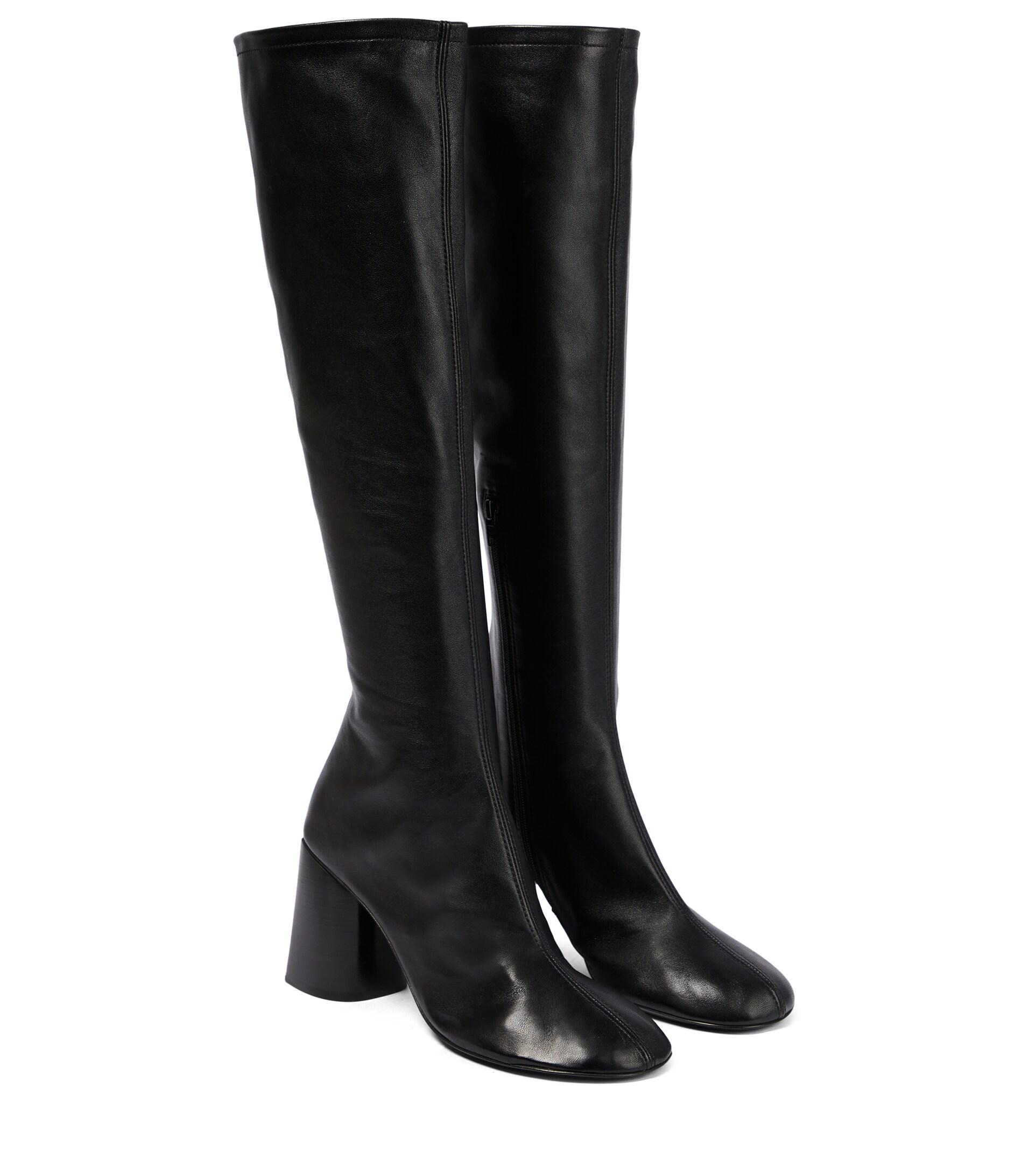 Balenciaga Glove Knee-high Leather Boots in Black | Lyst