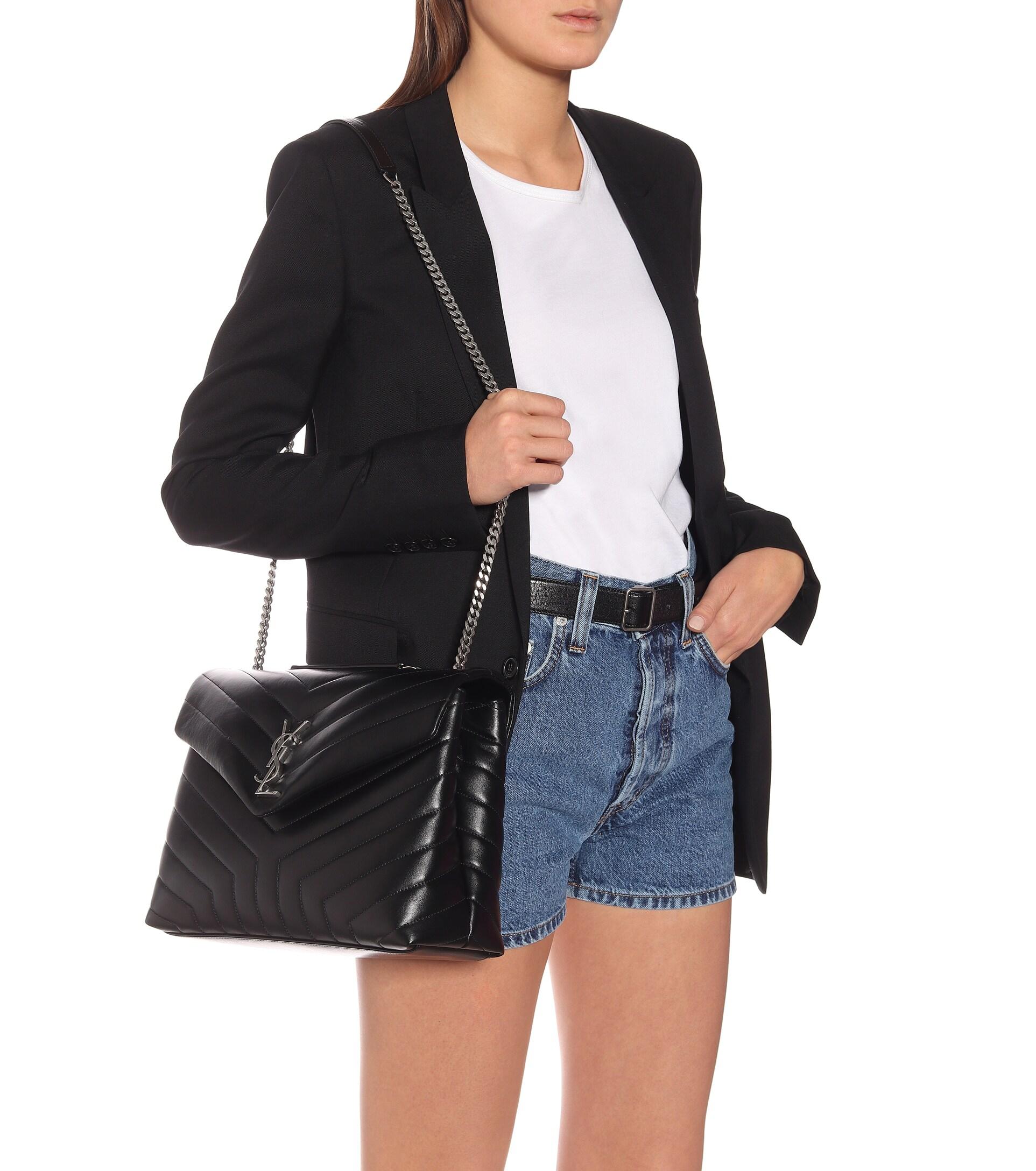 Saint Laurent Loulou Medium Leather Shoulder Bag in Black | Lyst