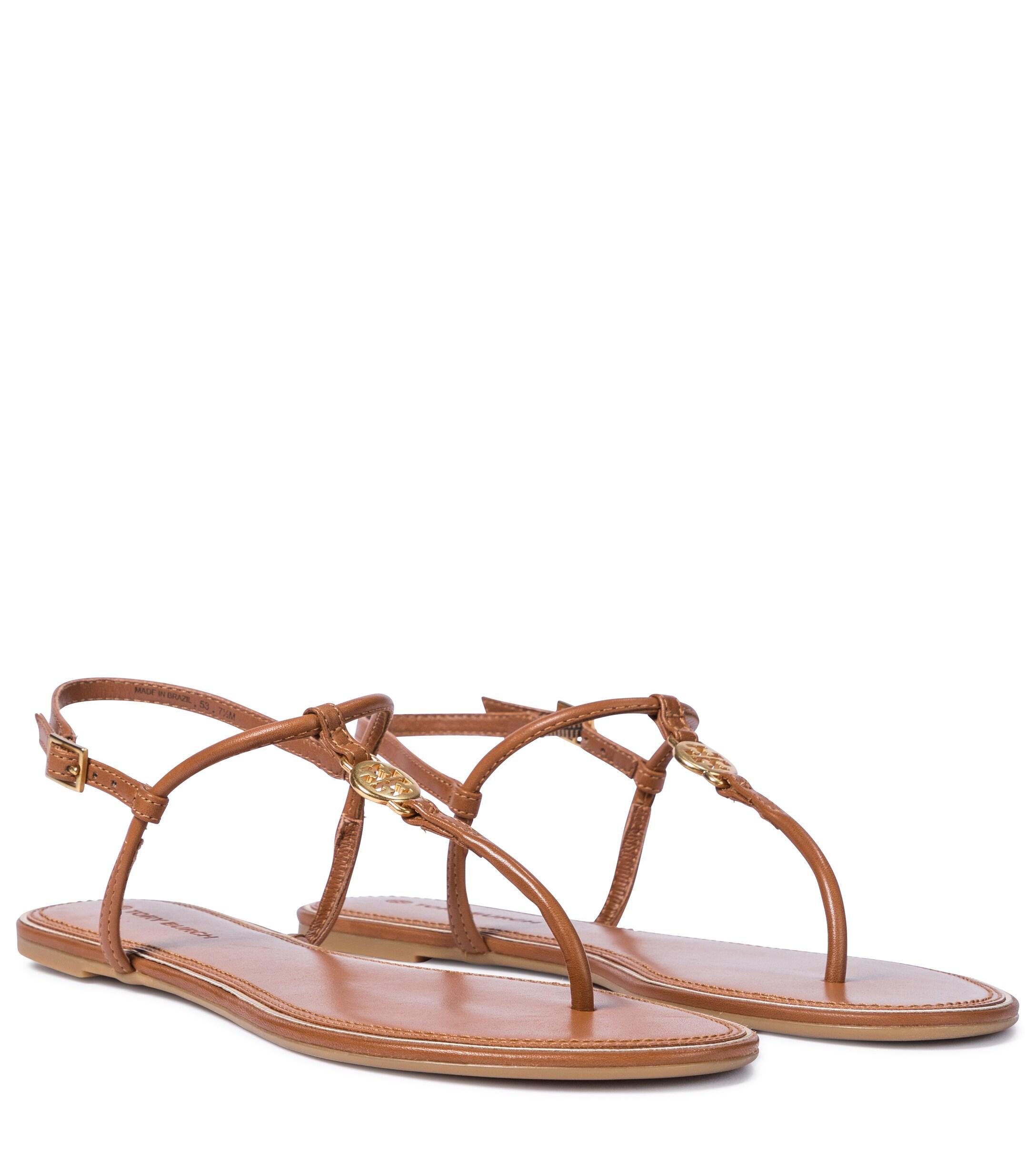 Tory Burch Emmy Leather Sandals in Brown - Lyst