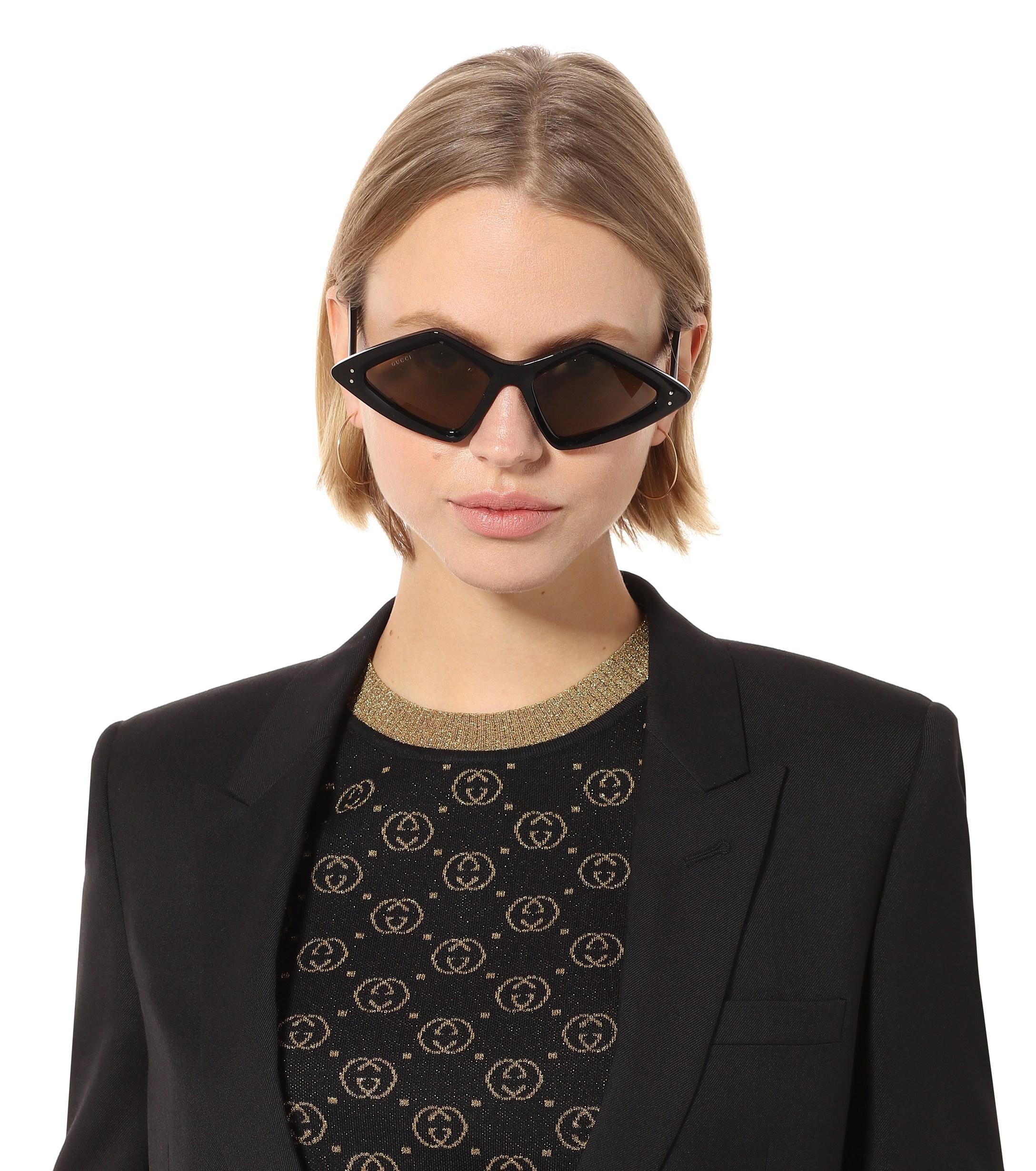 Gucci Diamond-frame Acetate Sunglasses in Black | Lyst