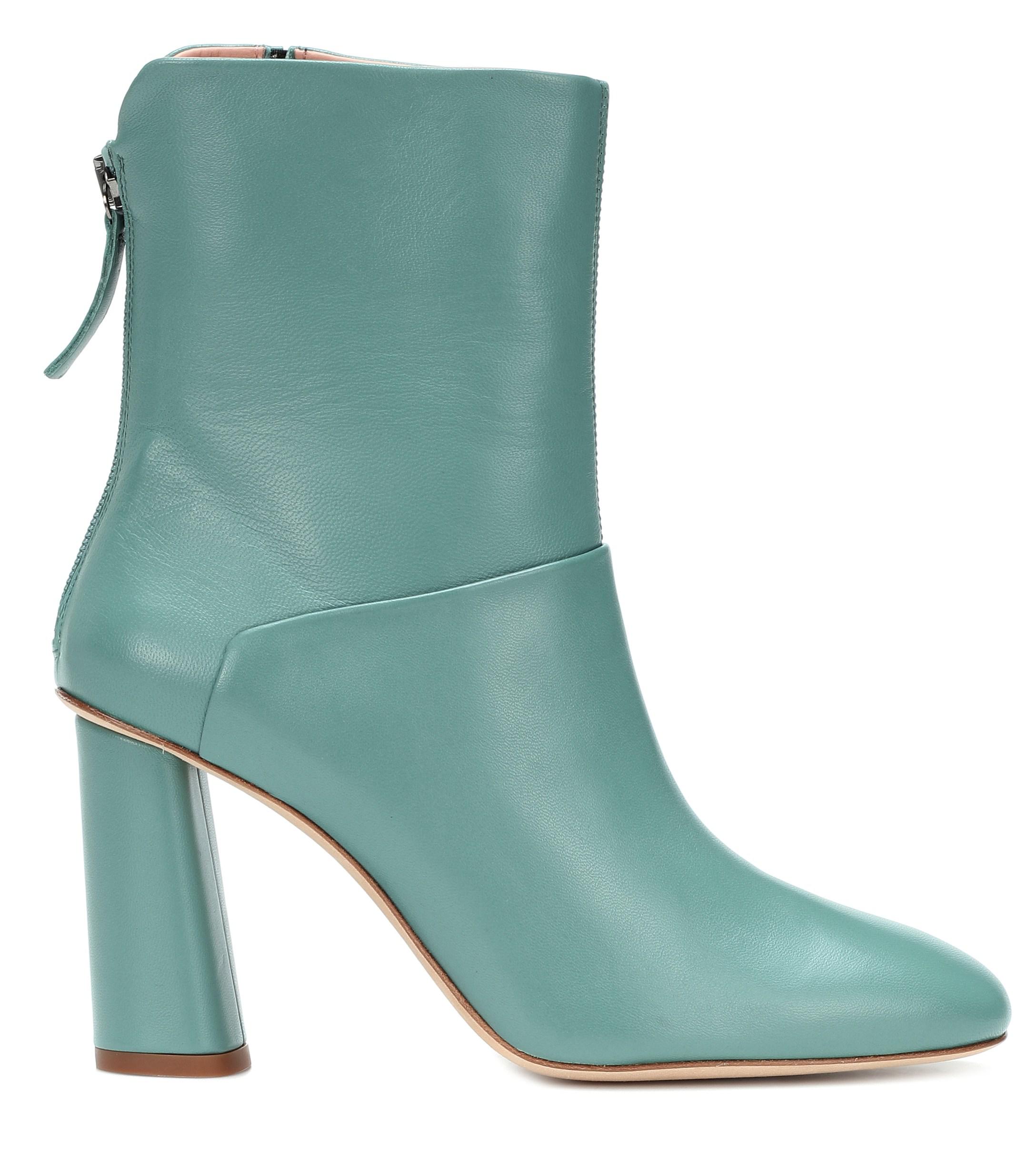 Acne Studios Leather Ankle Boots in Green - Lyst