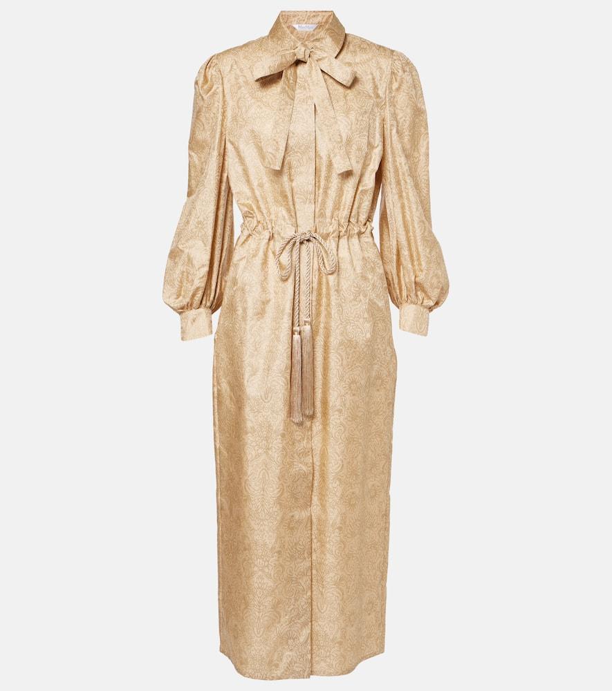 Max Mara Ape Belted Silk Twill Maxi Dress in Natural | Lyst