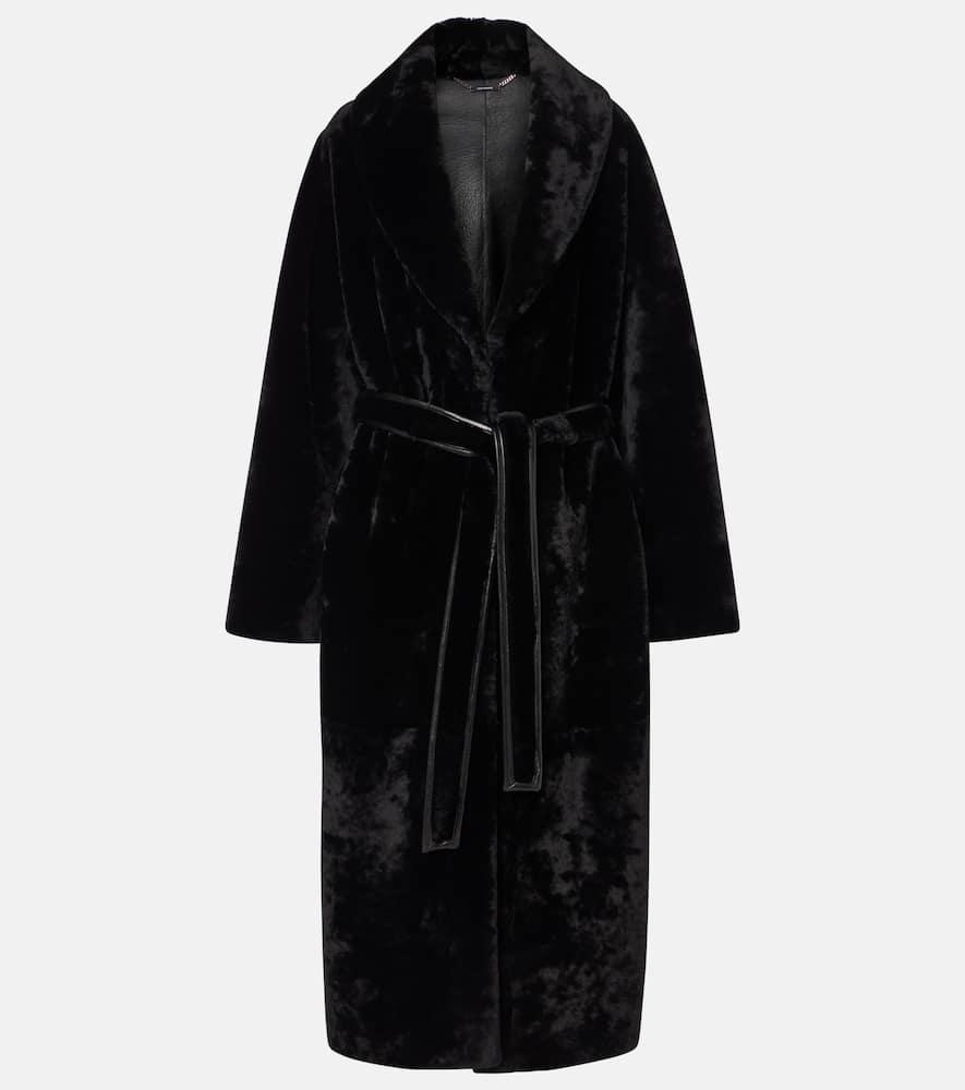 Nour Hammour Imani Shearling Coat In Black Lyst