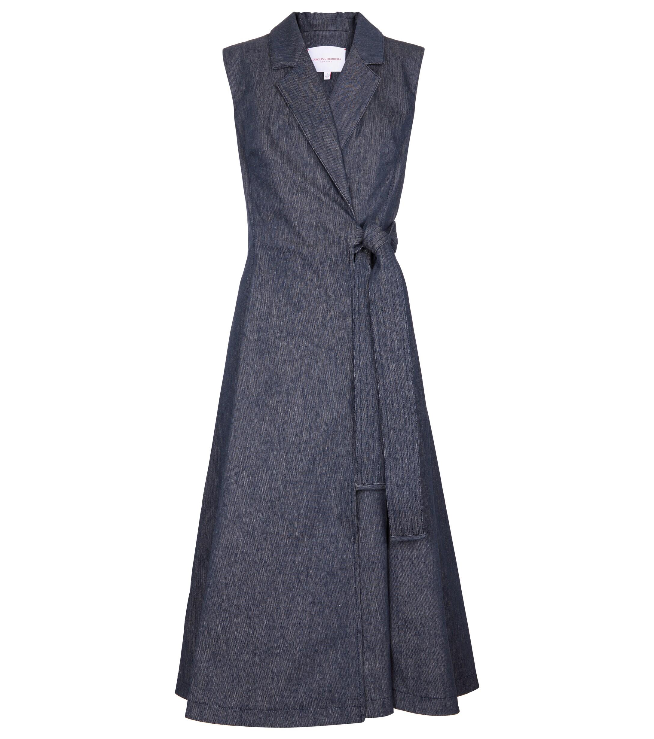 Carolina Herrera Denim Wrap Dress in Blue | Lyst