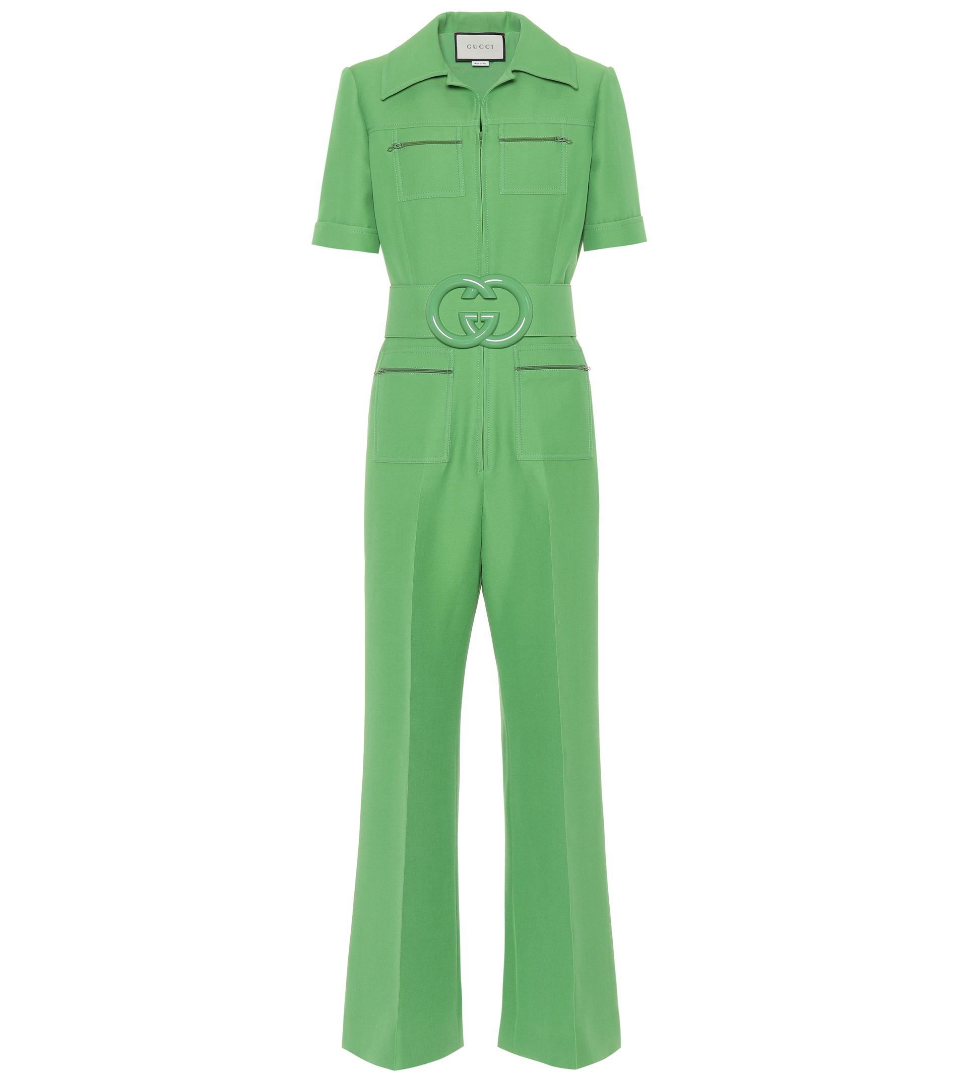 Gucci Wool And Silk Jumpsuit in Green 