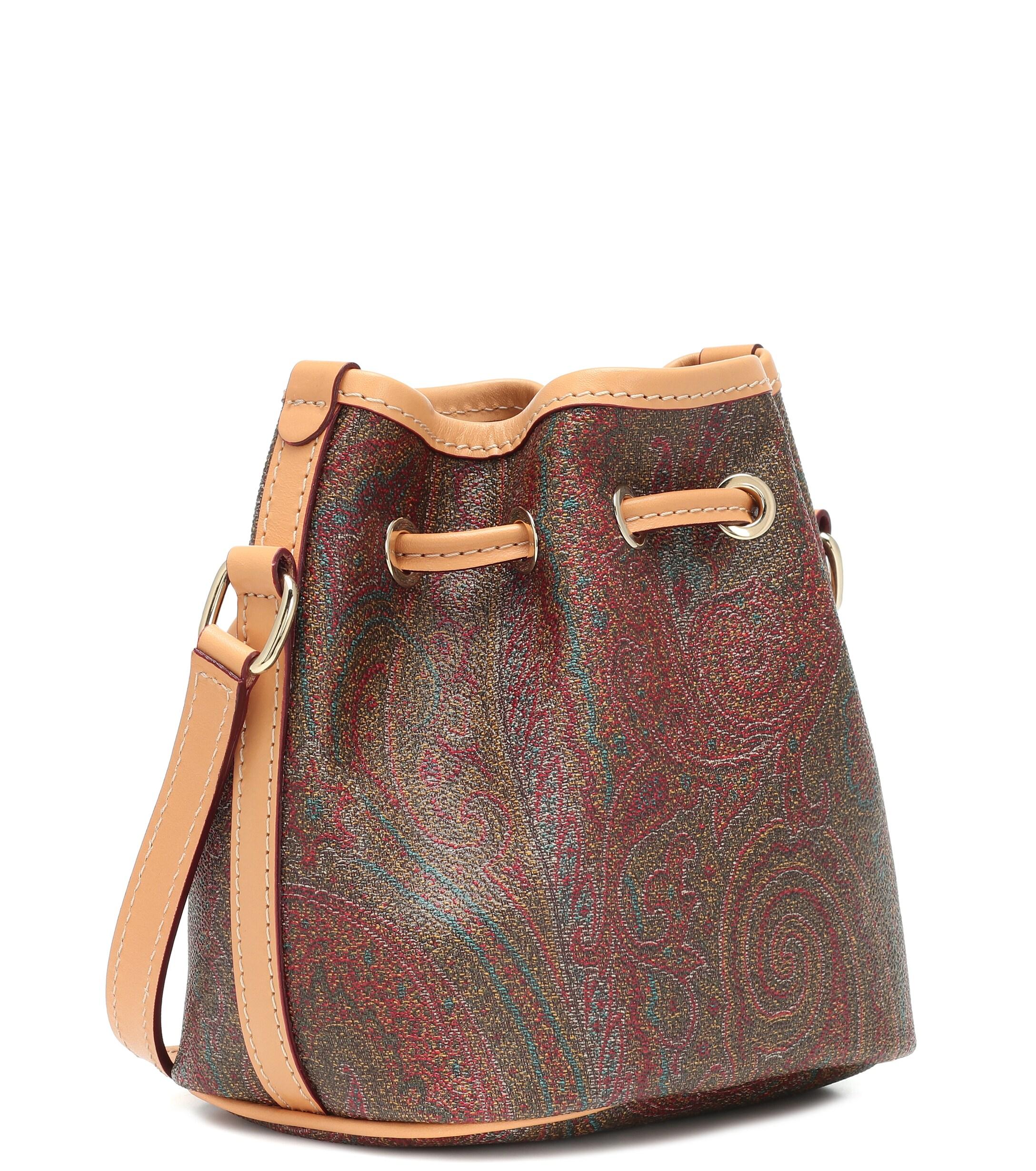 Etro Mini Paisleyprint Bucket Bag in Brown Lyst