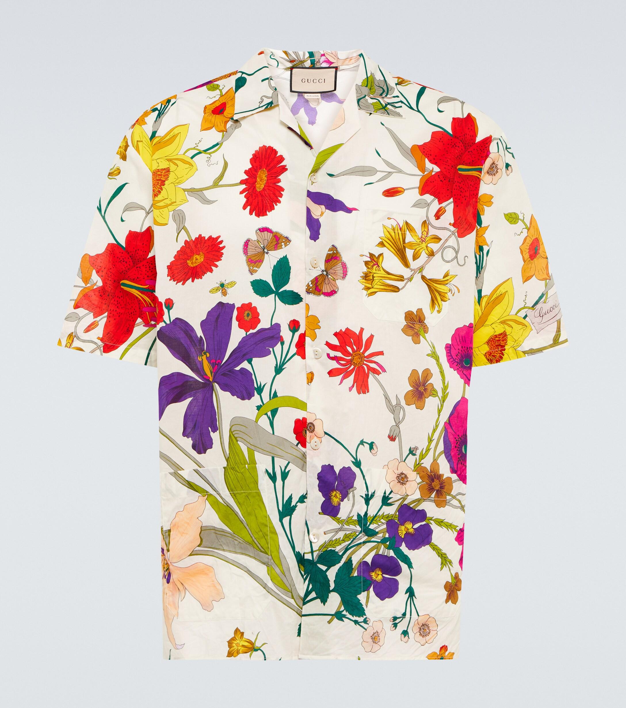 Gucci Floral Cotton Shirt in White for Men | Lyst