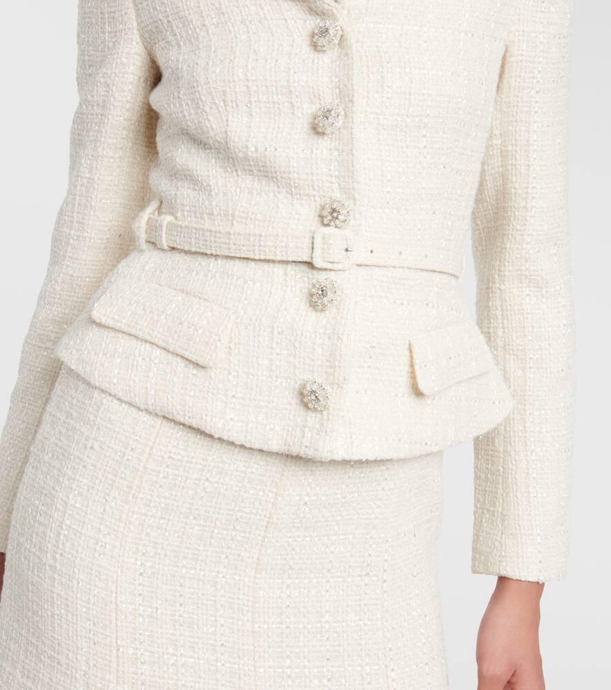 self portrait off shoulder boucl midi dress self-portrait boucle midi dress